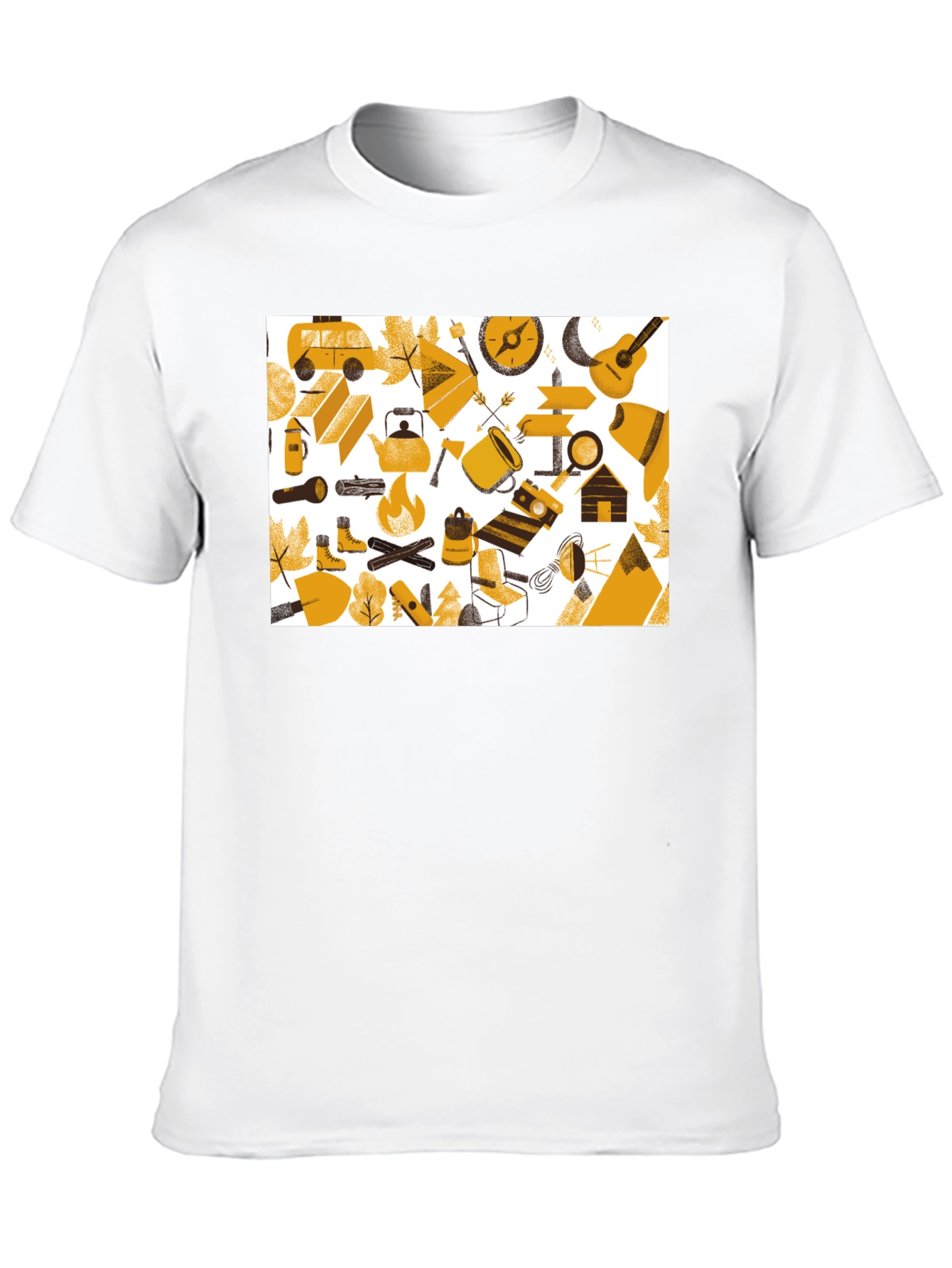 Camping Adventure Graphic Tee - Black Cotton Shirt