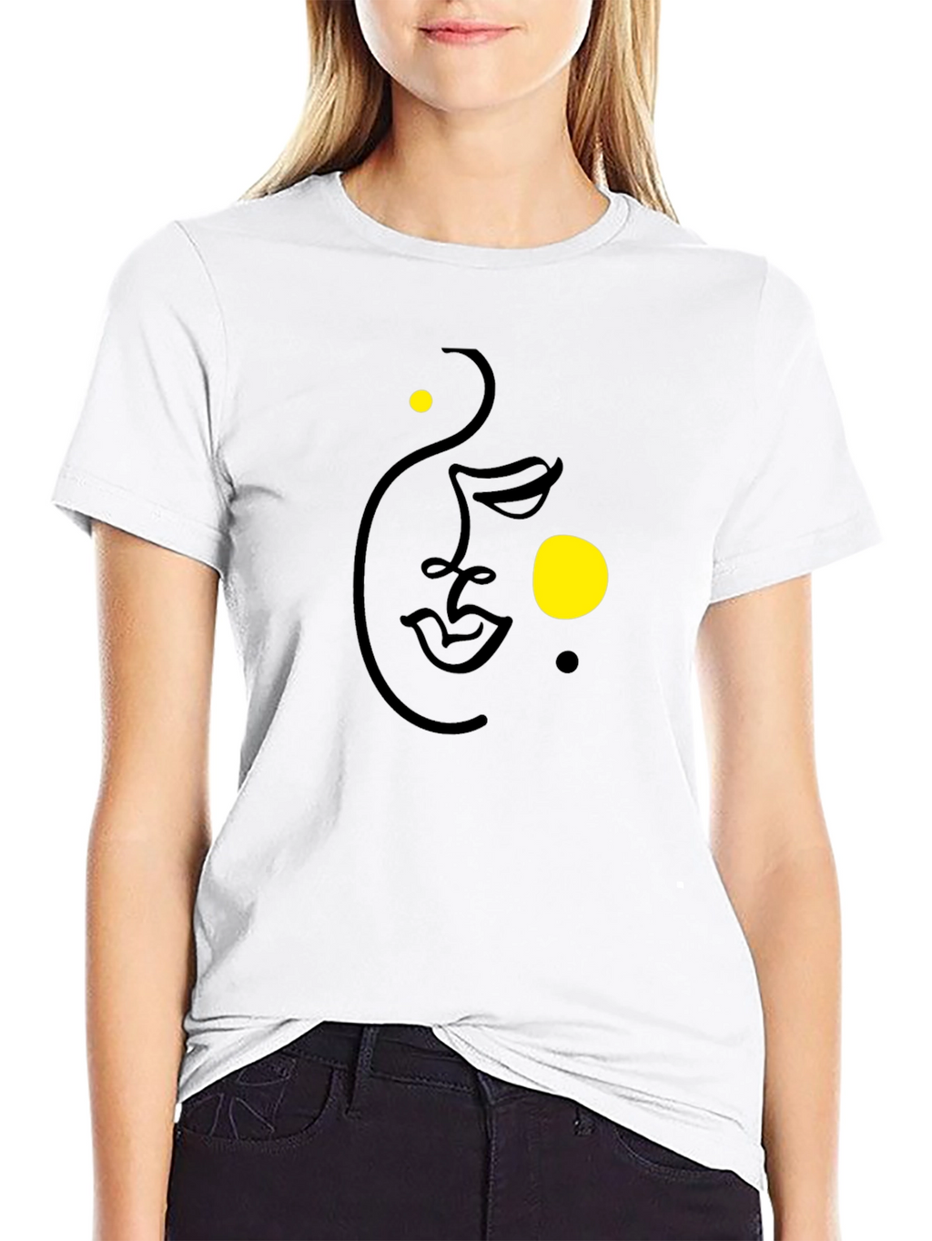 Abstract Face Black Graphic Tee