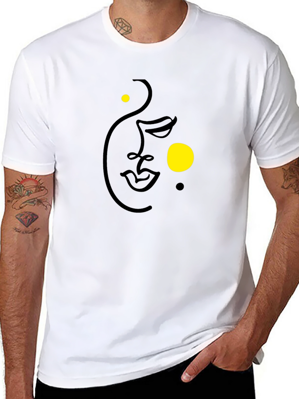 Abstract Face Black Graphic Tee