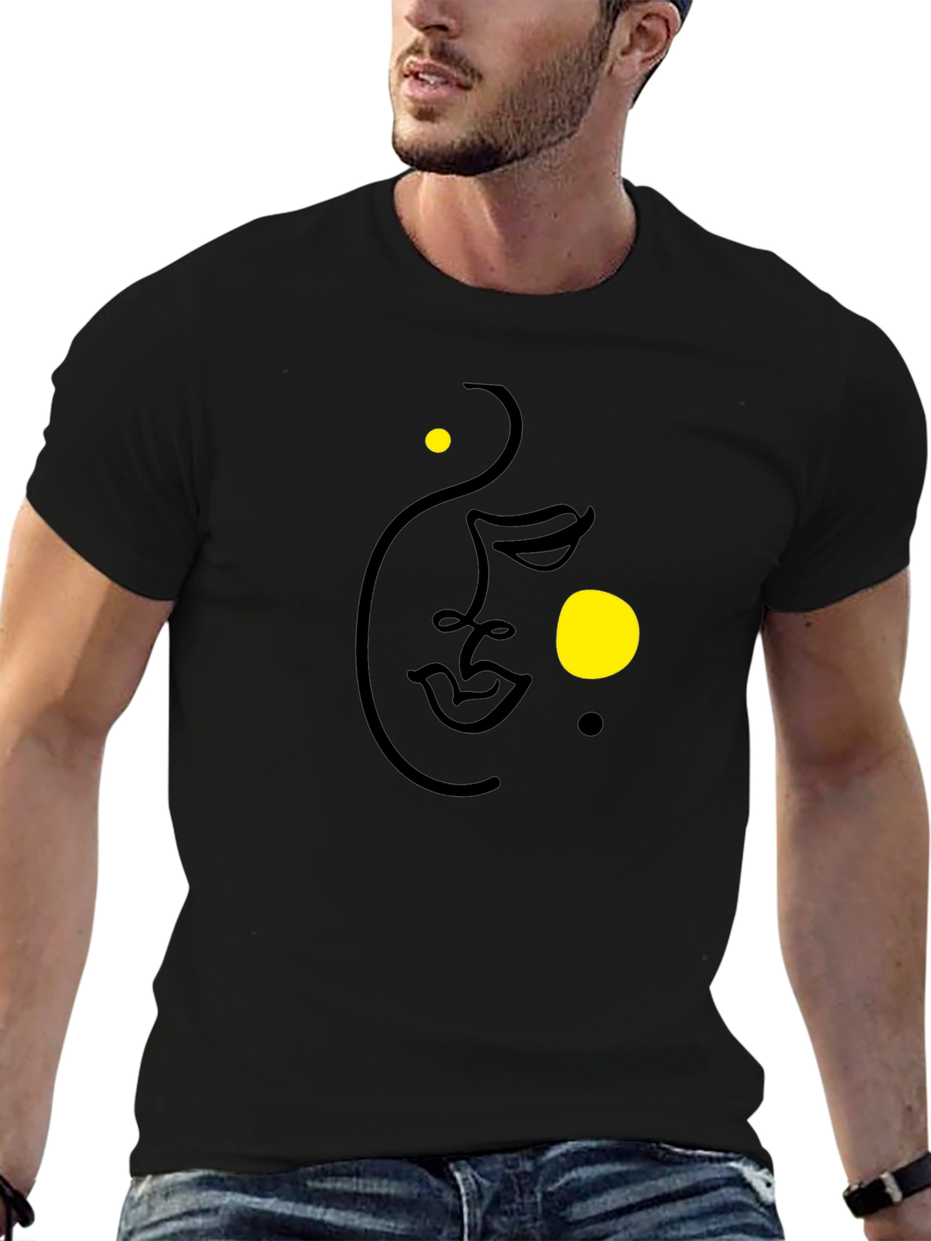 Abstract Face Black Graphic Tee