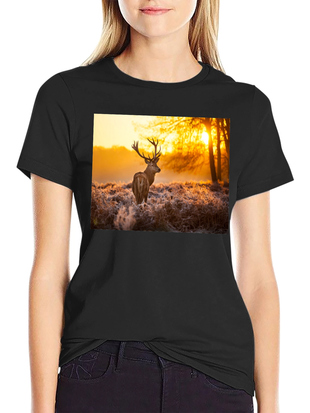Deer Sunset Graphic Tee