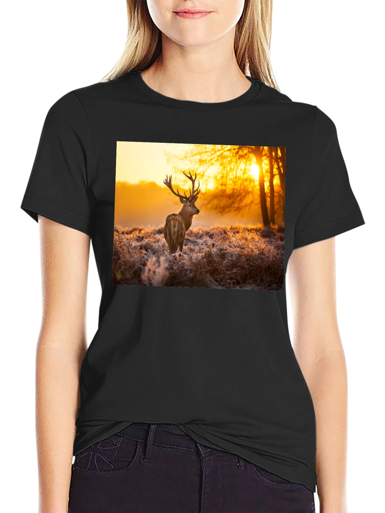 Deer Sunset Graphic Tee