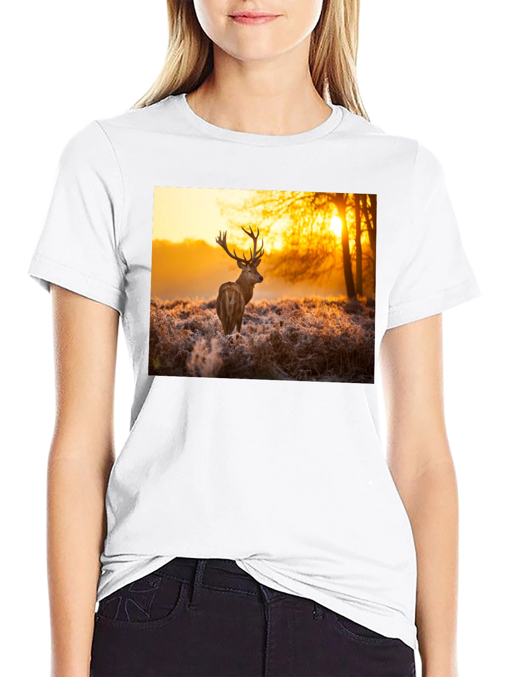 Deer Sunset Graphic Tee