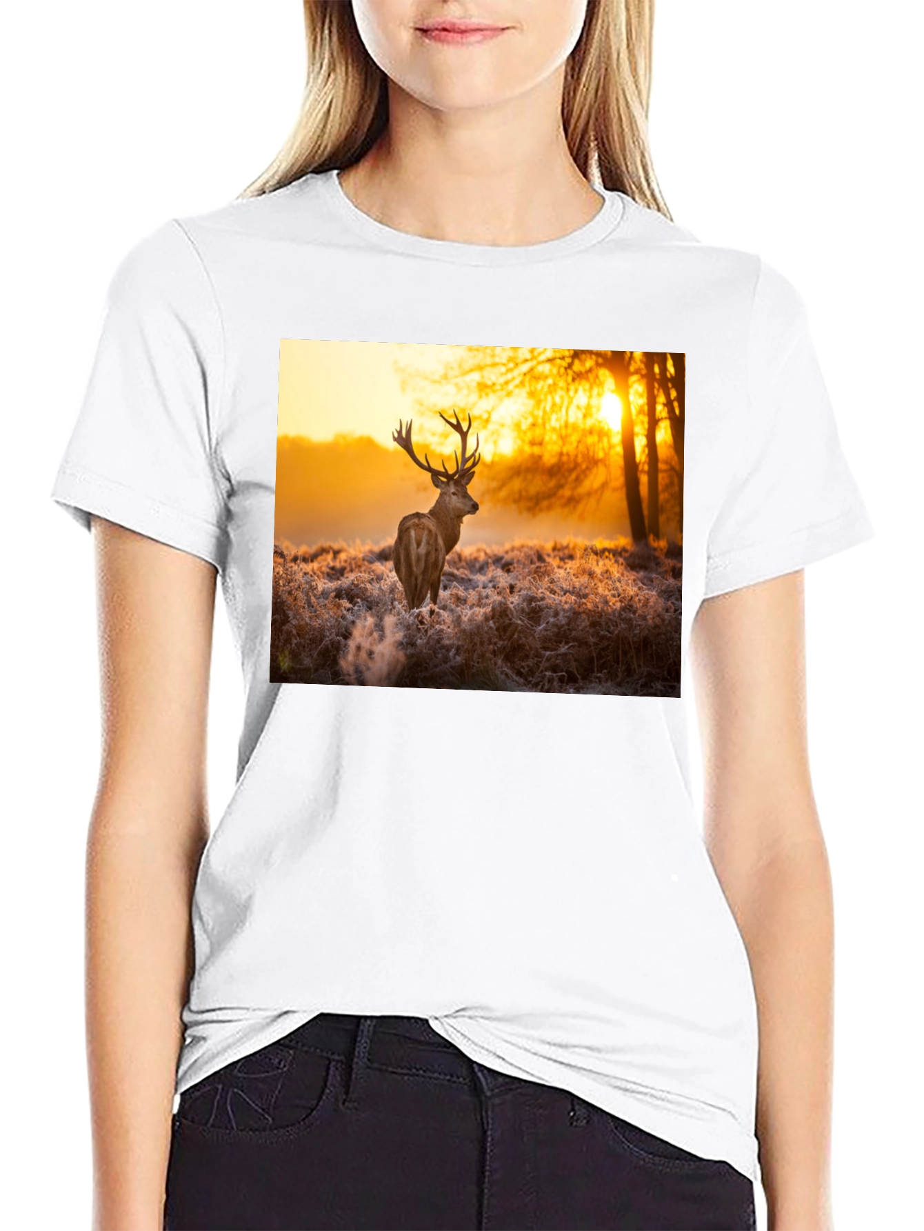 Deer Sunset Graphic Tee