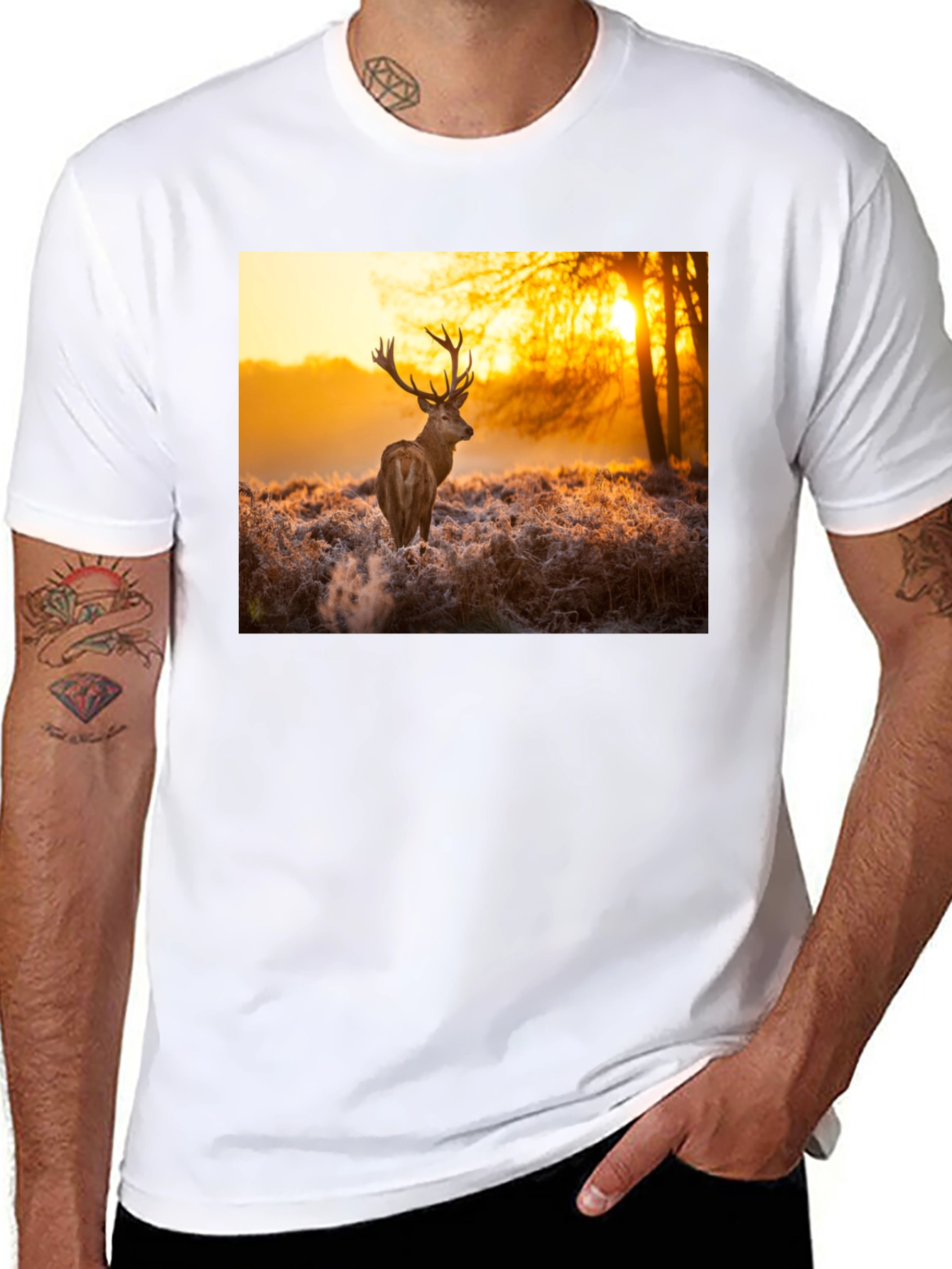 Deer Sunset Graphic Tee