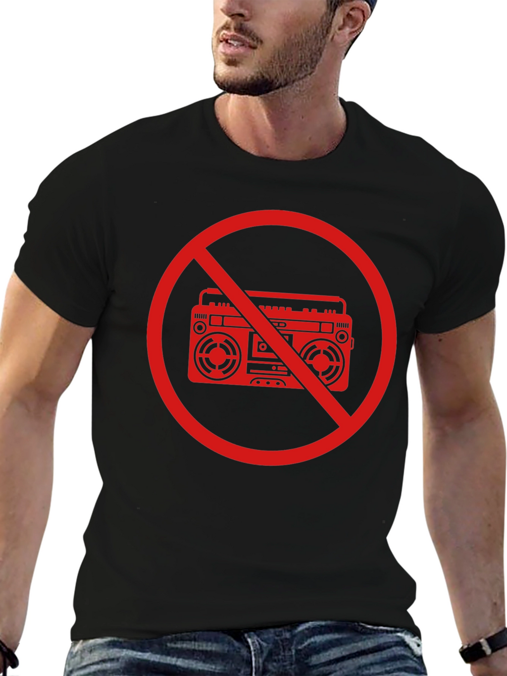 No Boombox Graphic T-Shirt - Bold Statement Tee