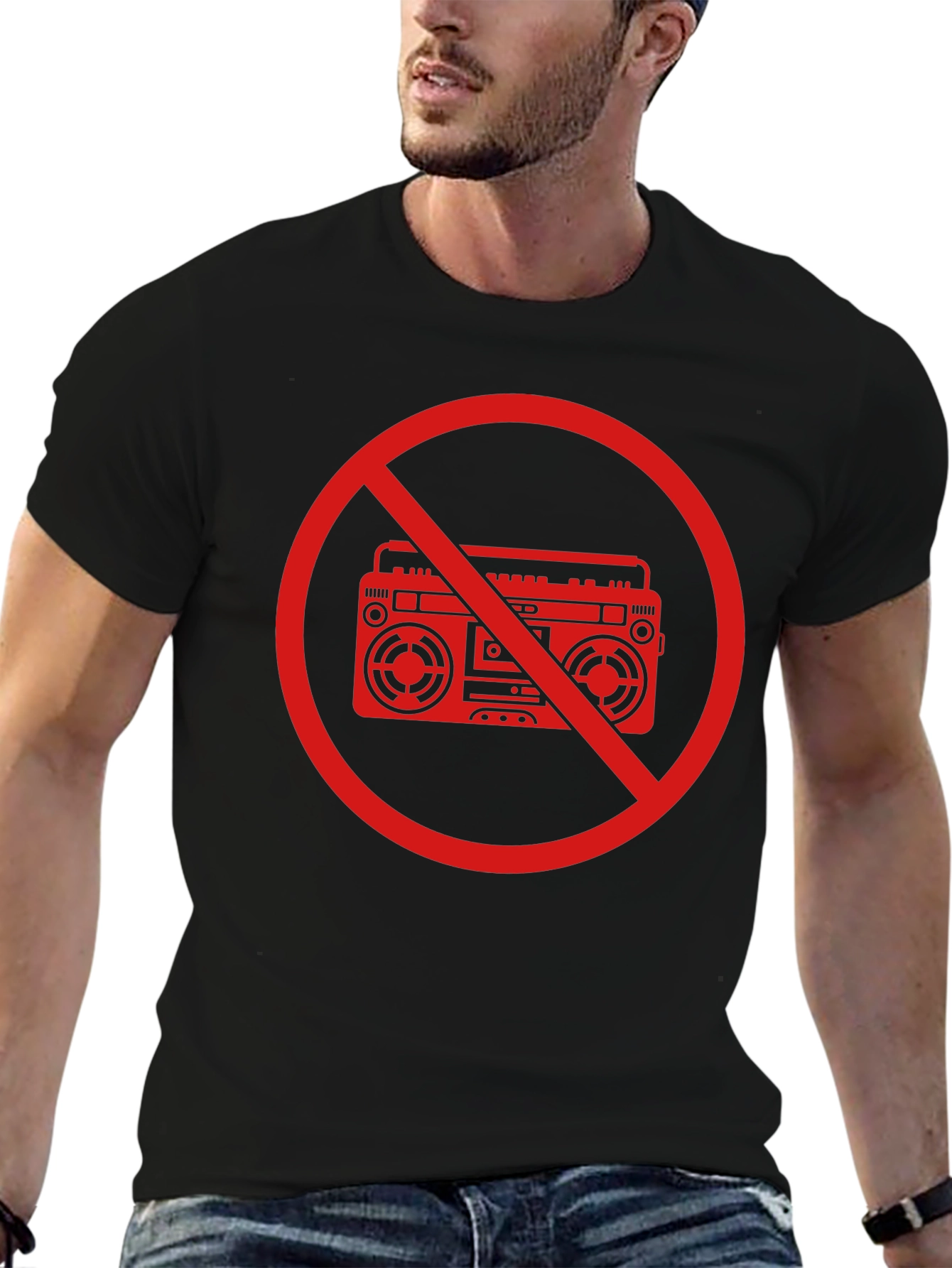No Boombox Graphic T-Shirt - Bold Statement Tee