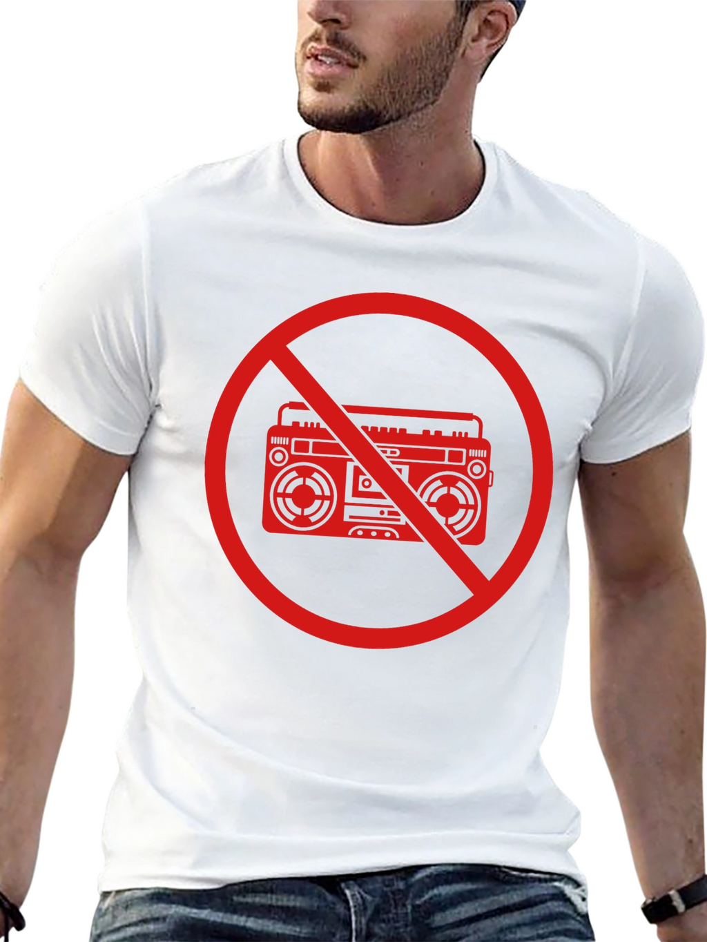 No Boombox Graphic T-Shirt - Bold Statement Tee