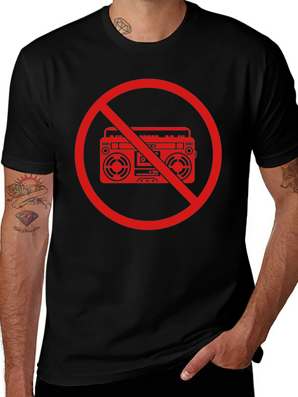 No Boombox Graphic T-Shirt - Bold Statement Tee