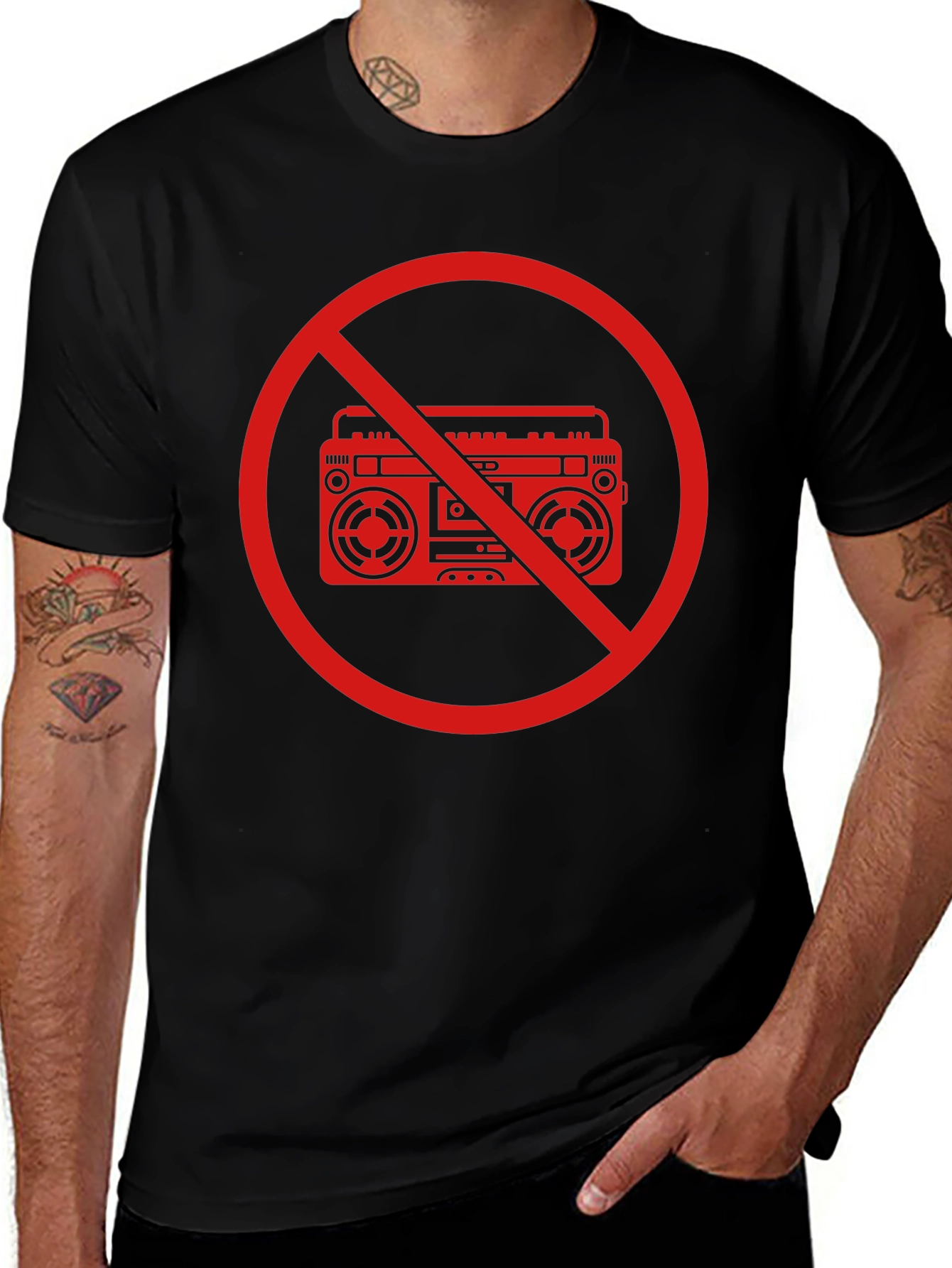 No Boombox Graphic T-Shirt - Bold Statement Tee