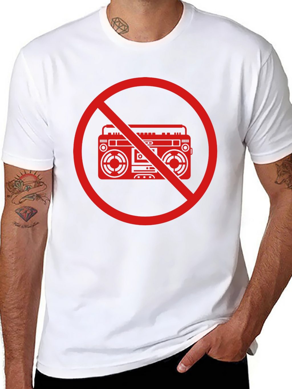 No Boombox Graphic T-Shirt - Bold Statement Tee