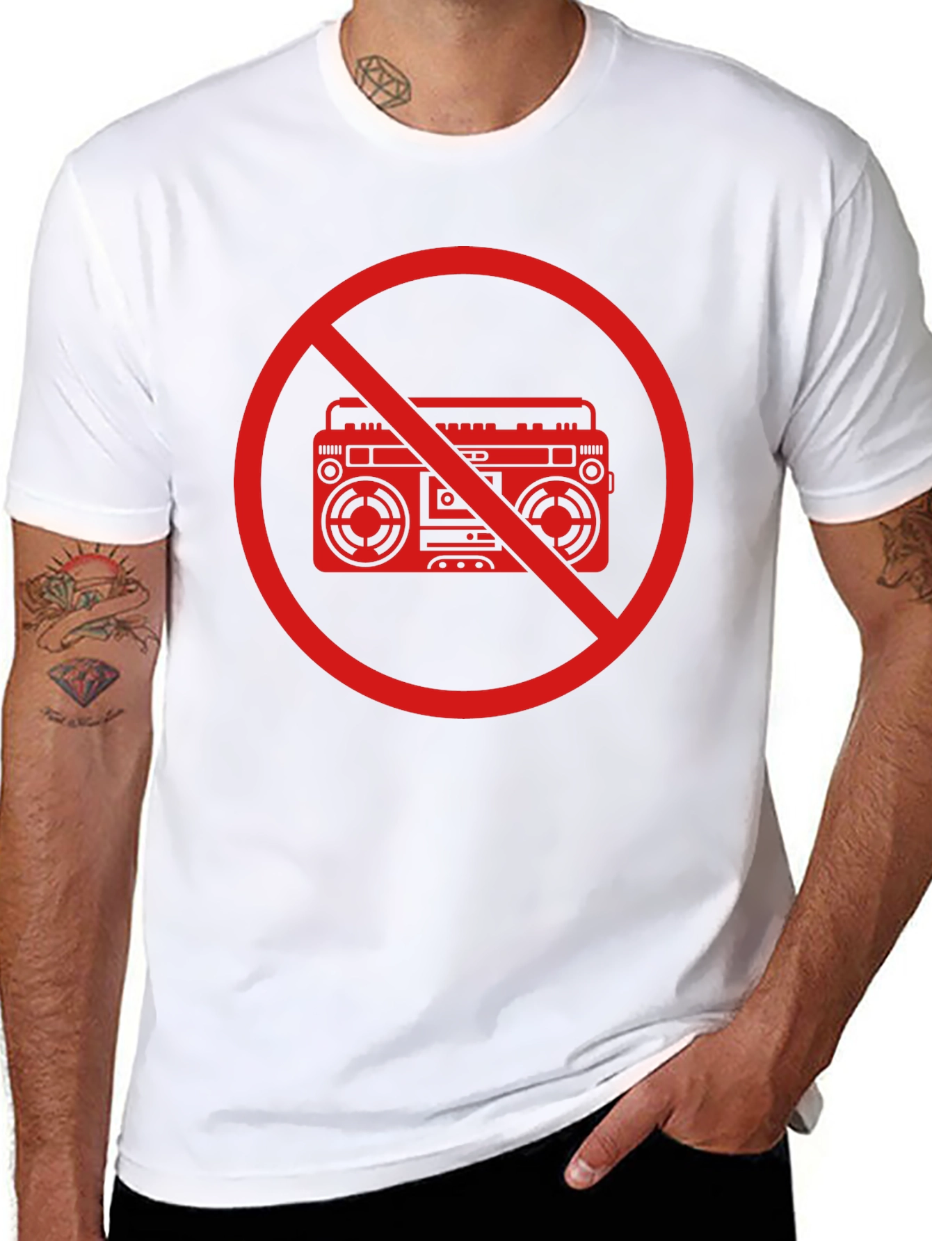 No Boombox Graphic T-Shirt - Bold Statement Tee