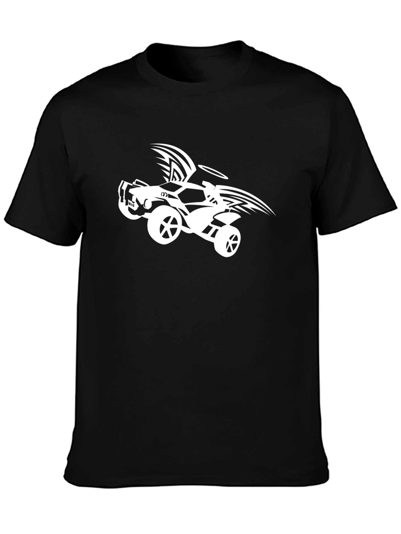Black T-Shirt with Winged Car Graphic
