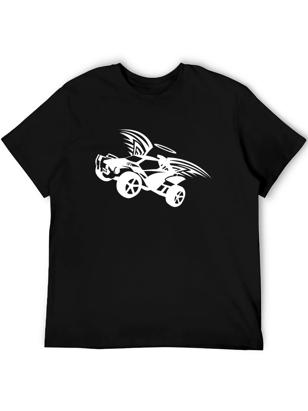 Black T-Shirt with Winged Car Graphic