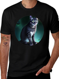 Cosmic Cat Graphic Black T-Shirt