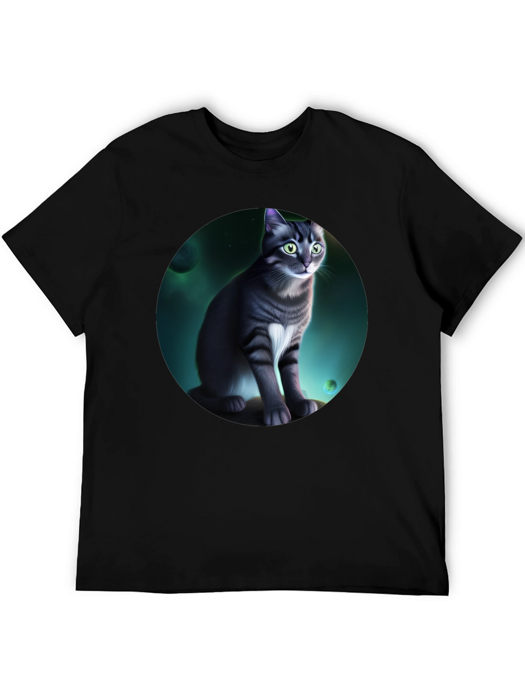Cosmic Cat Graphic Black T-Shirt