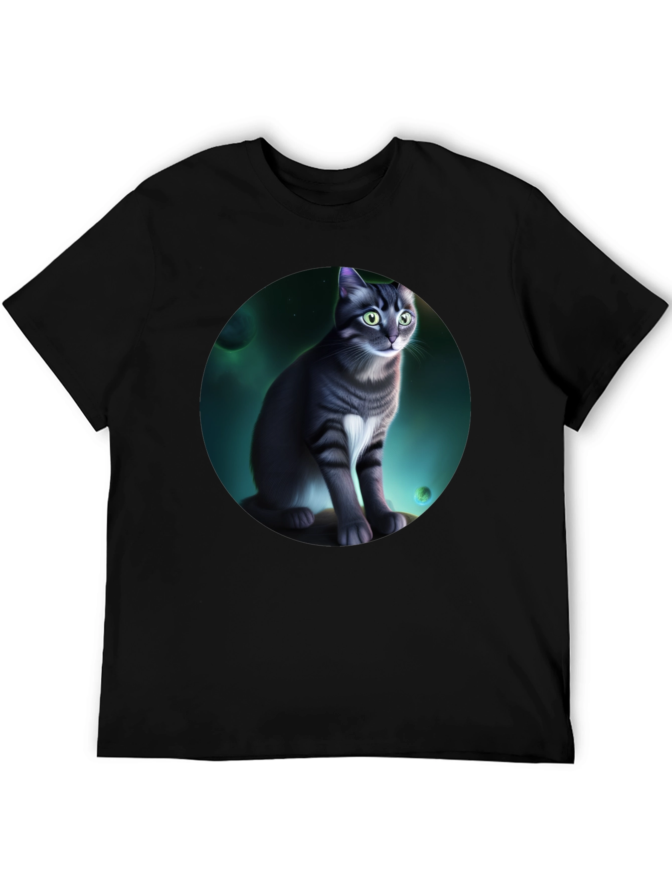Cosmic Cat Graphic Black T-Shirt