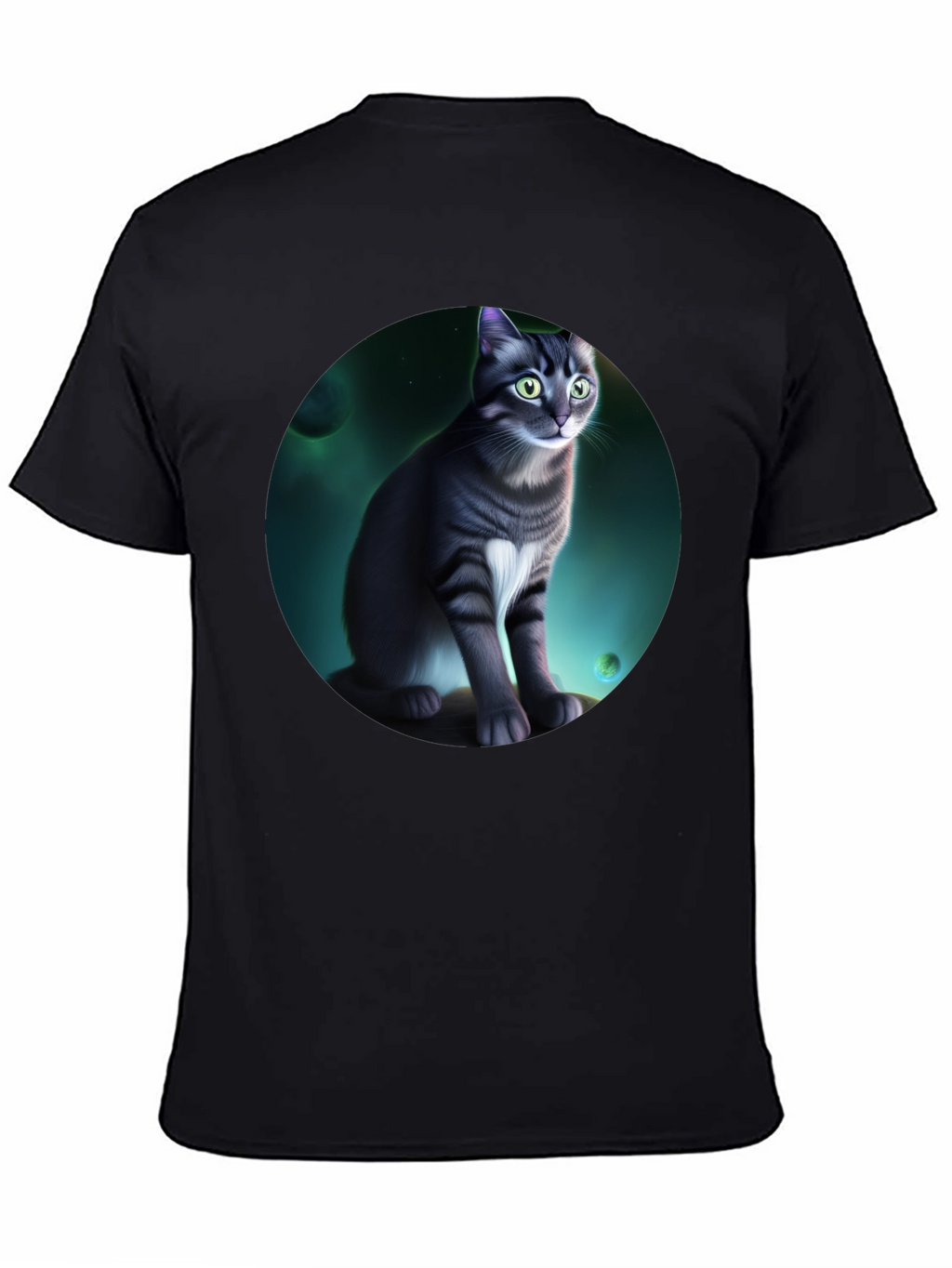Cosmic Cat Graphic Black T-Shirt