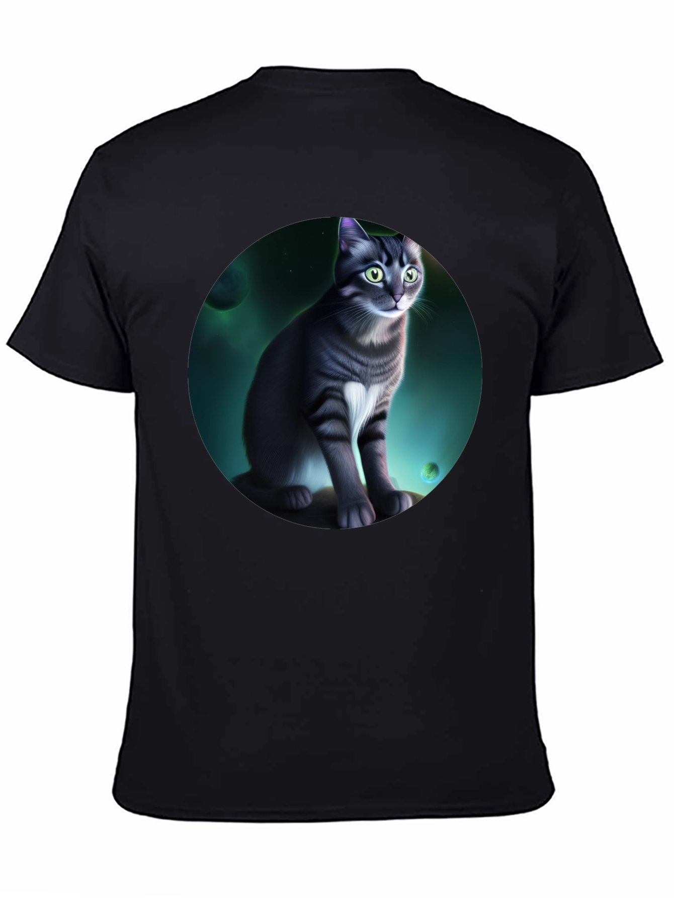 Cosmic Cat Graphic Black T-Shirt