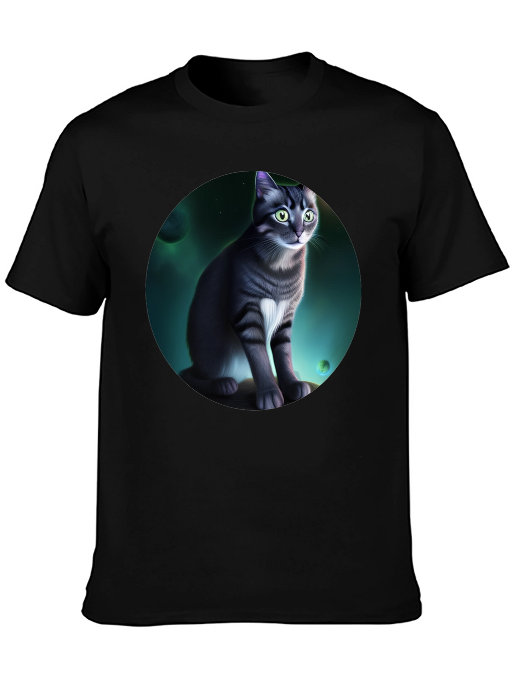 Cosmic Cat Graphic Black T-Shirt