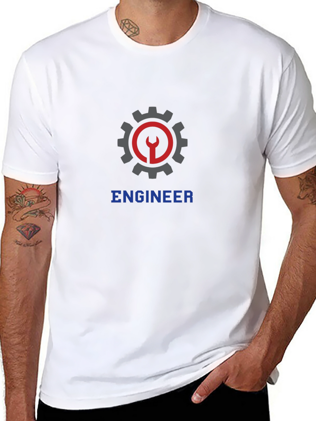 Engineer Graphic T-Shirt - Black Crew Neck