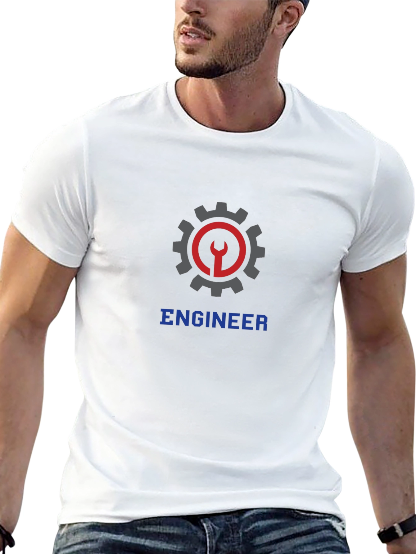 Engineer Graphic T-Shirt - Black Crew Neck