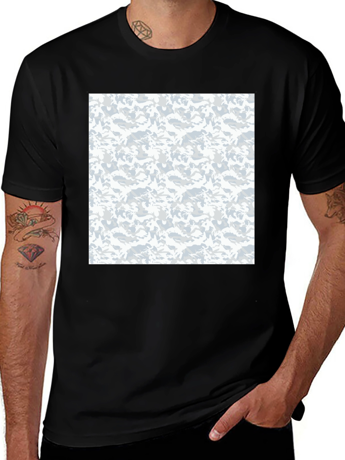Urban Camo Print Black T-Shirt
