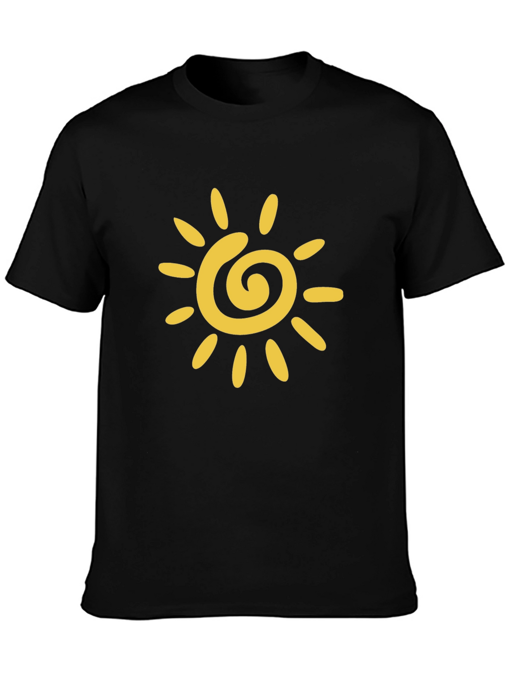 Black T-Shirt with Yellow Sun Graphic