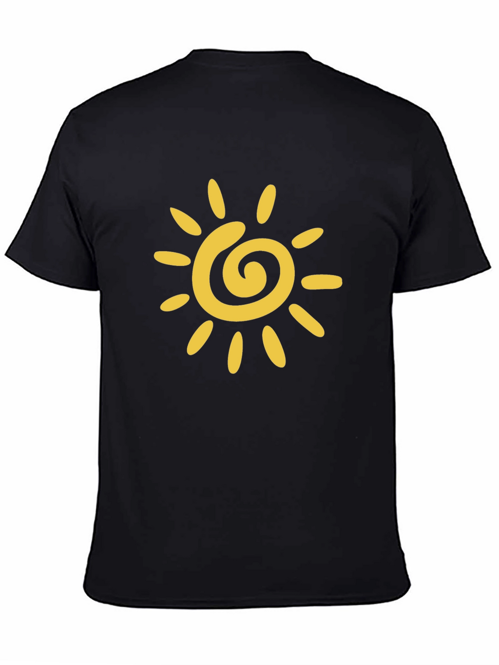 Black T-Shirt with Yellow Sun Graphic