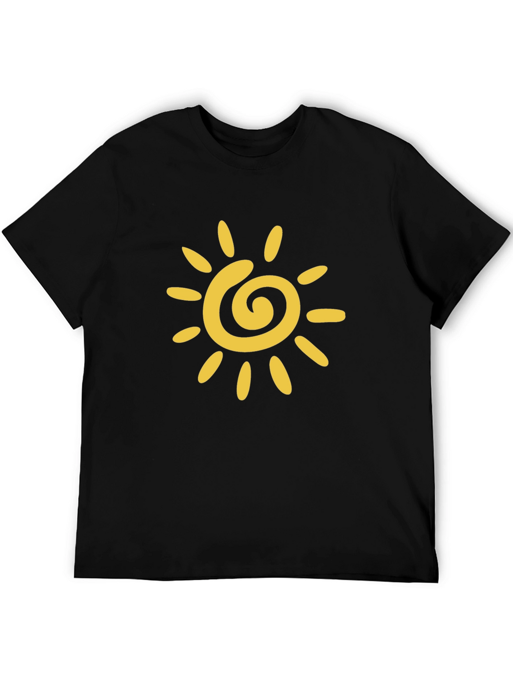 Black T-Shirt with Yellow Sun Graphic