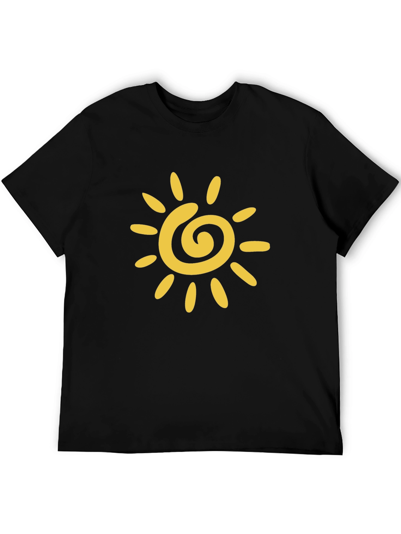 Black T-Shirt with Yellow Sun Graphic