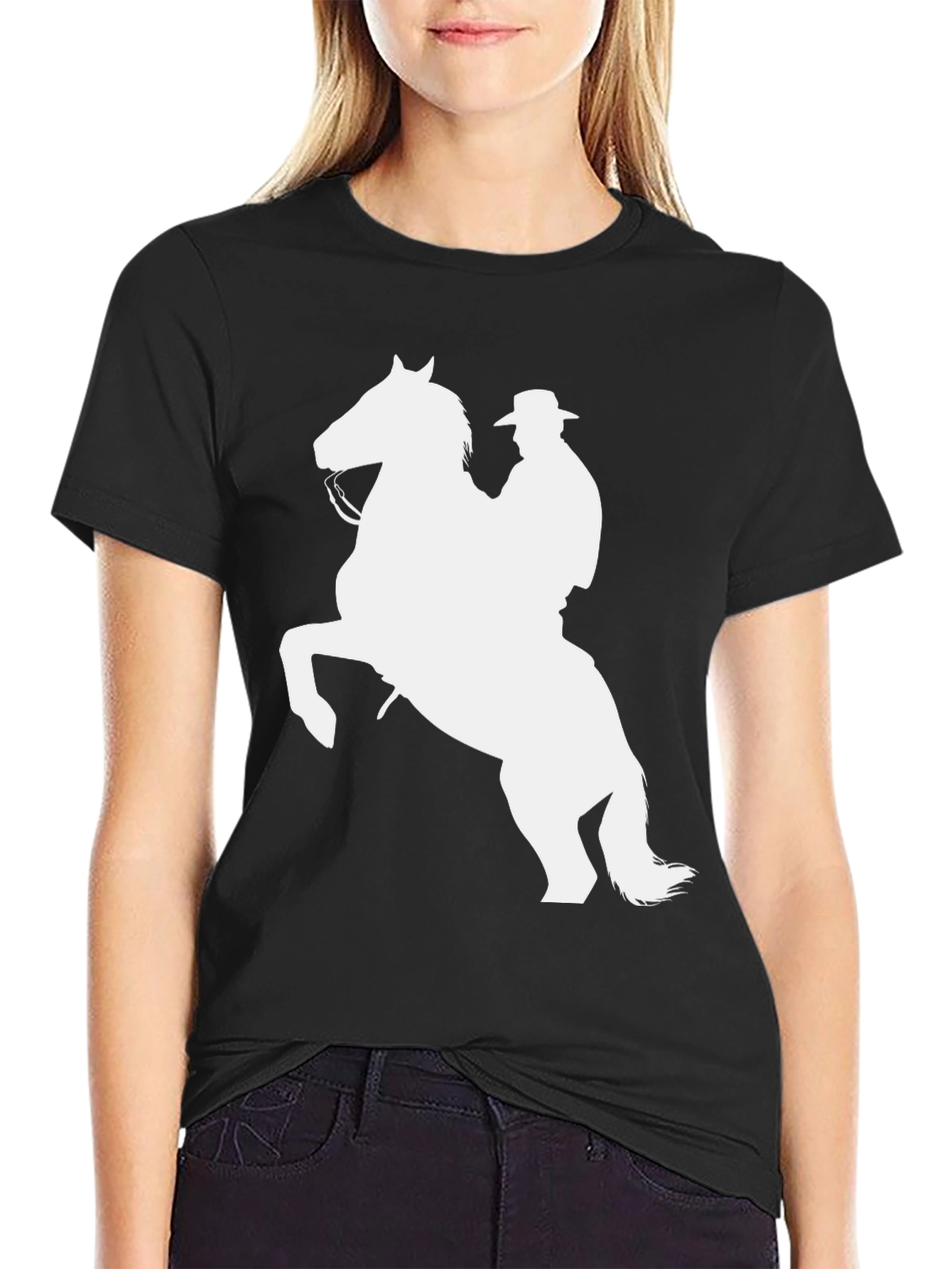 Cowboy Horse Graphic Tee - Black Cotton Shirt