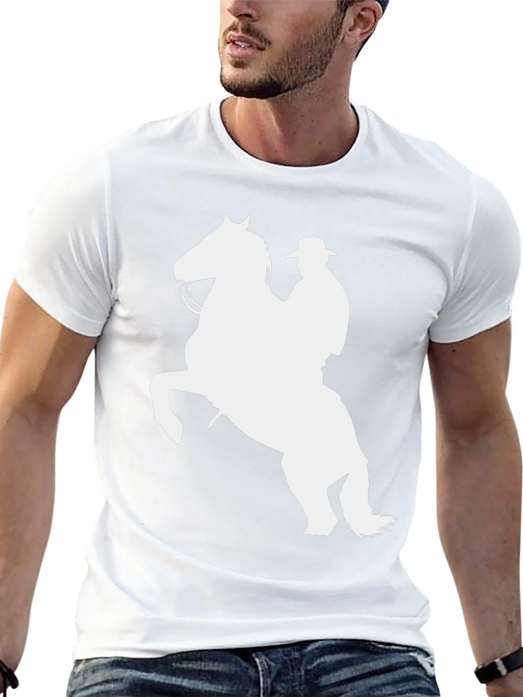 Cowboy Horse Graphic Tee - Black Cotton Shirt
