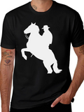 Cowboy Horse Graphic Tee - Black Cotton Shirt