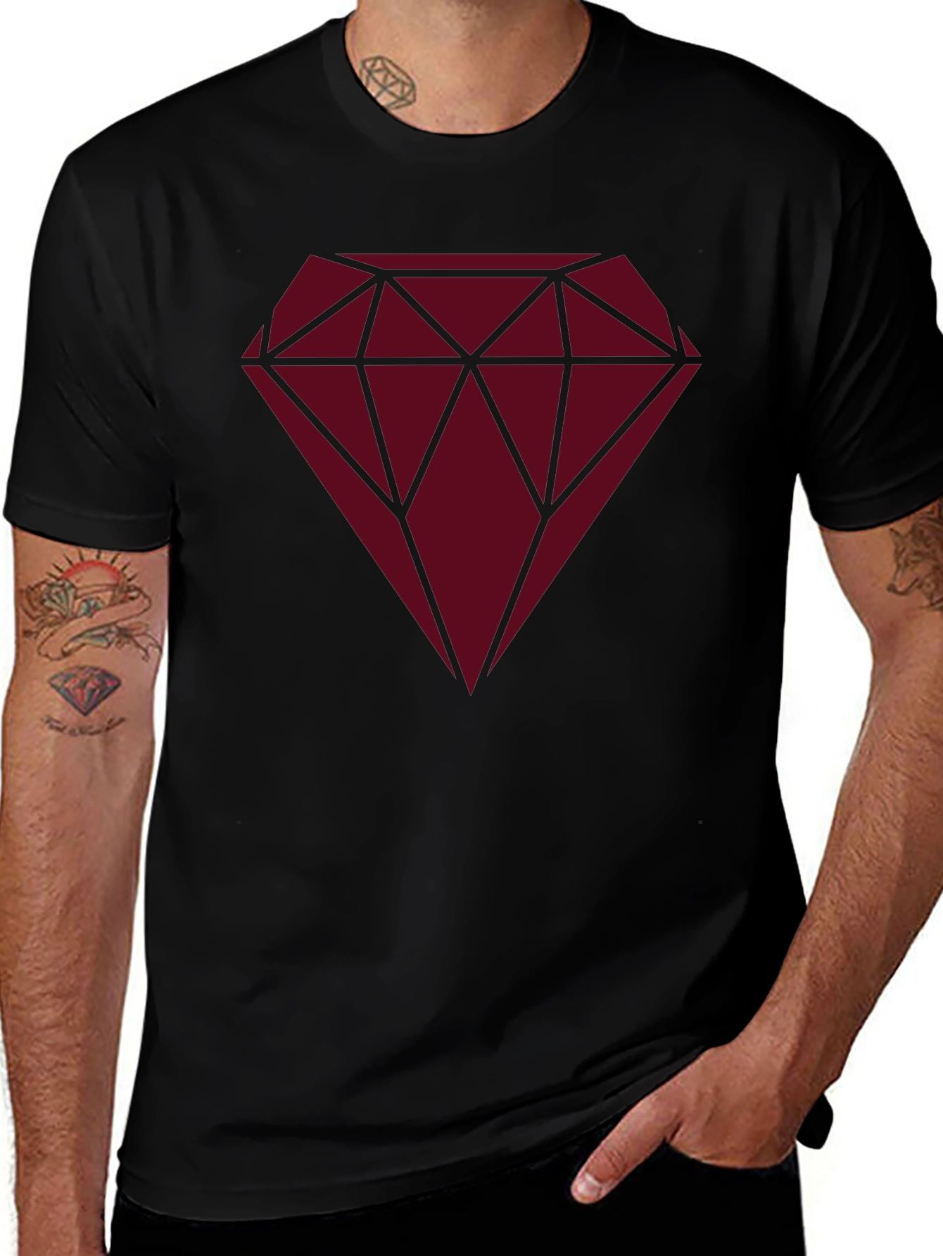 Diamond Graphic Print Black T-Shirt