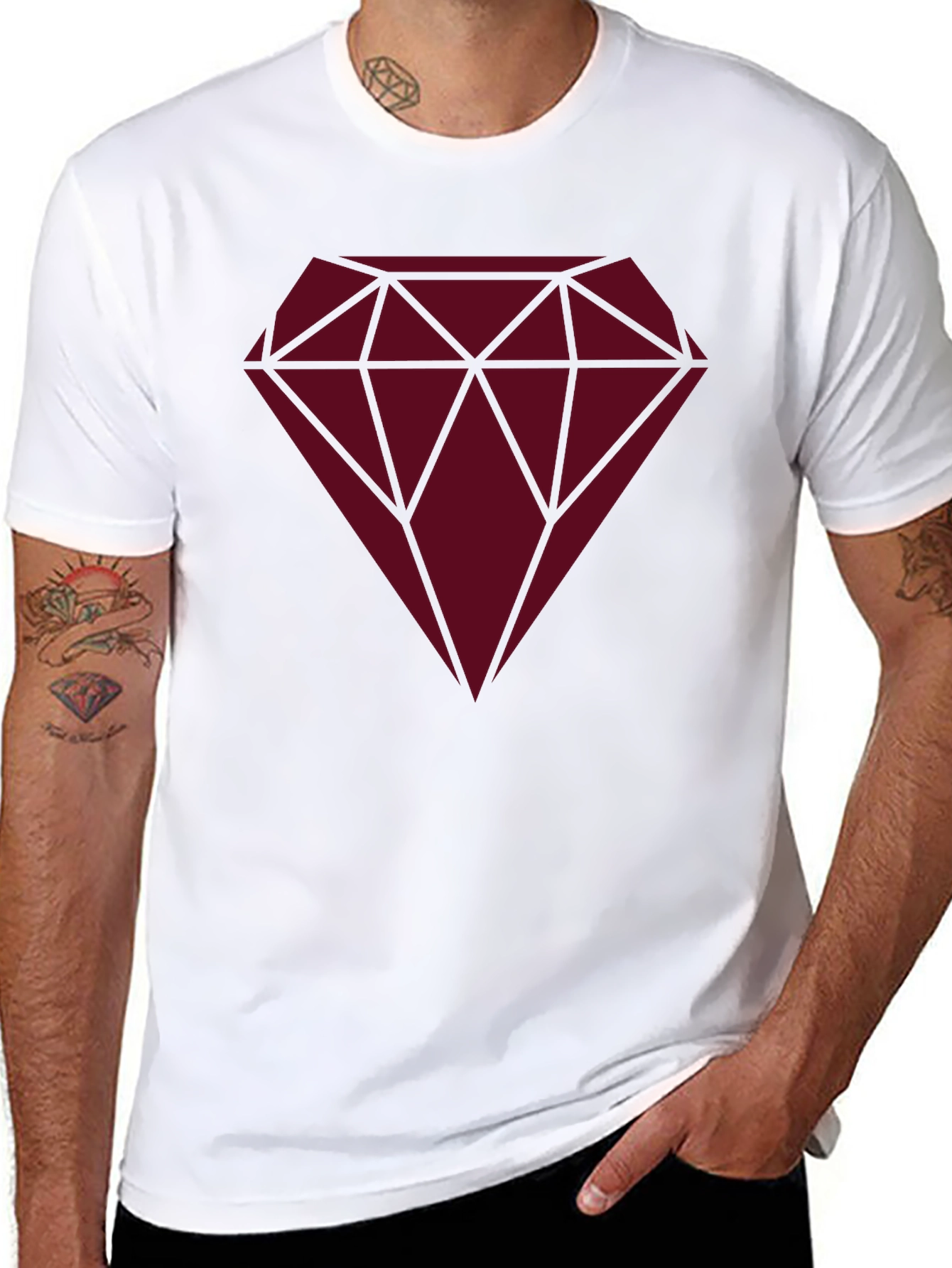 Diamond Graphic Print Black T-Shirt