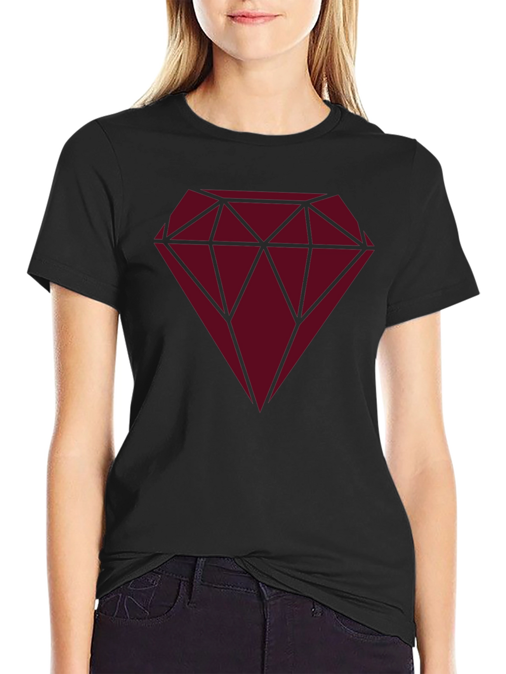 Diamond Graphic Print Black T-Shirt