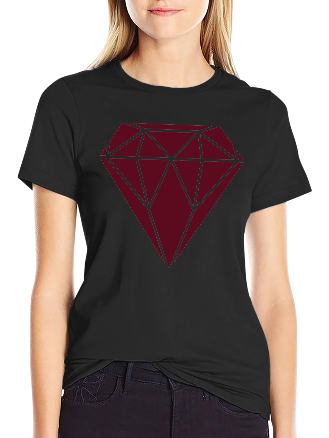 Diamond Graphic Print Black T-Shirt