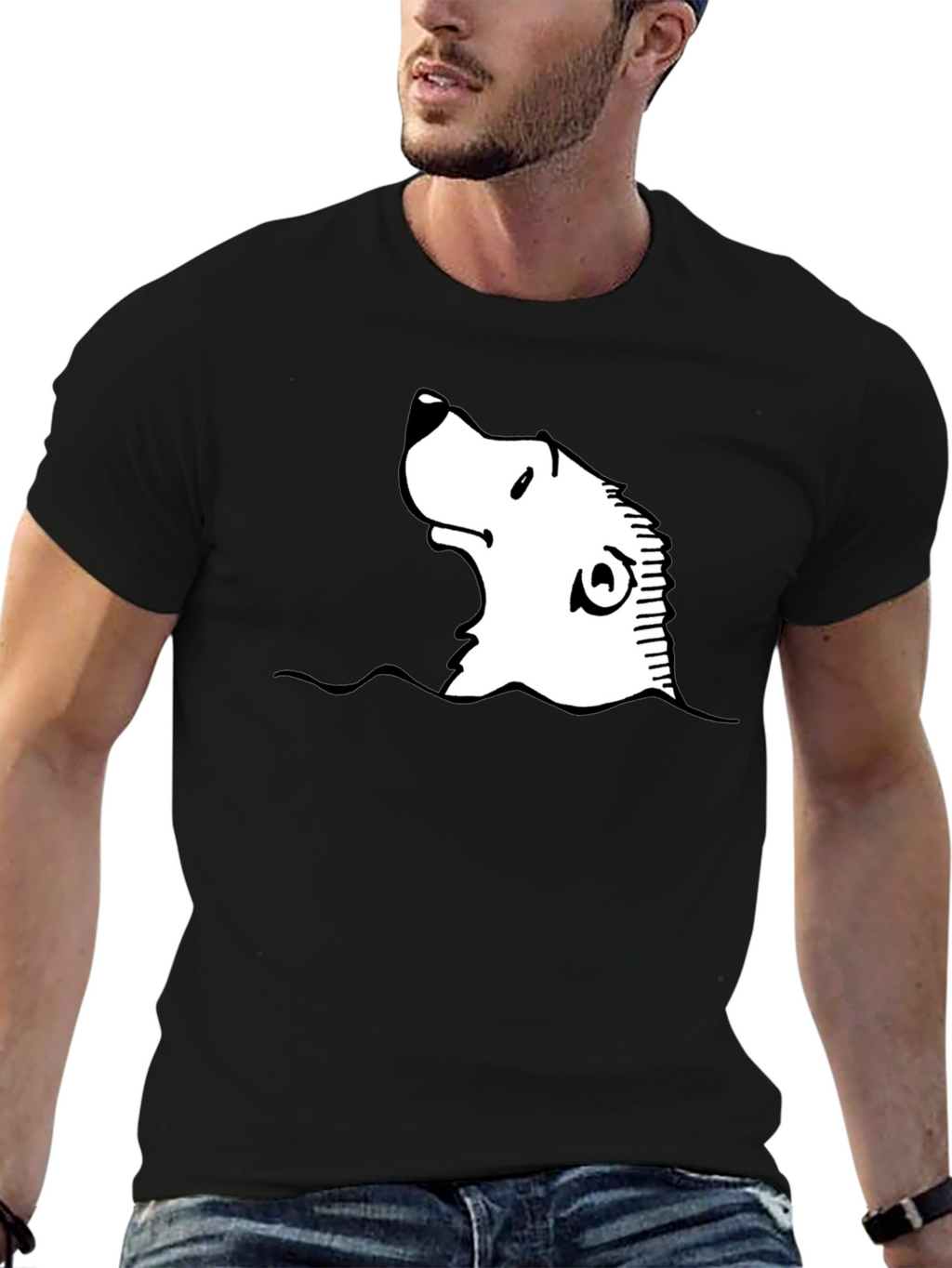 Cartoon Seal Graphic Black T-Shirt