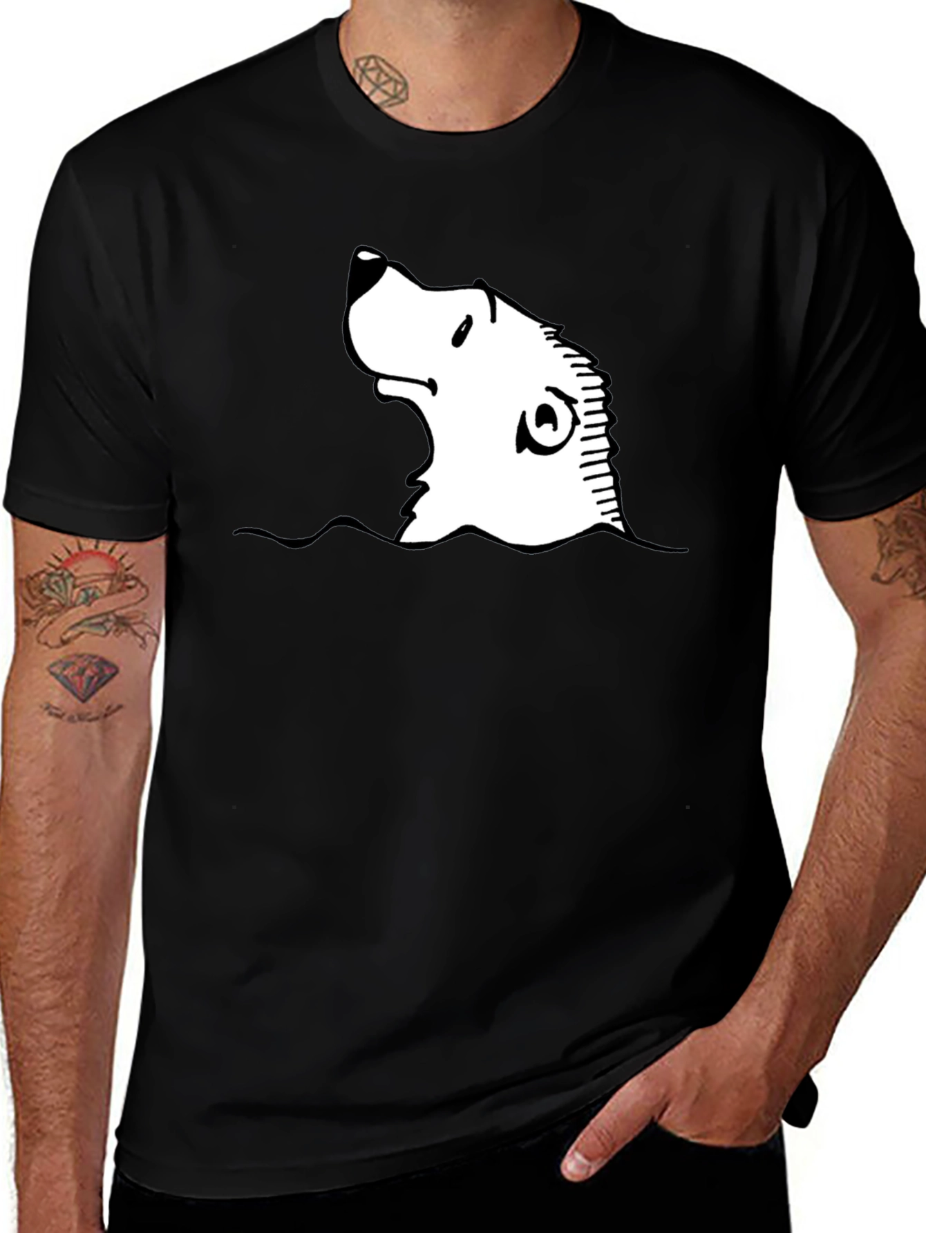 Cartoon Seal Graphic Black T-Shirt