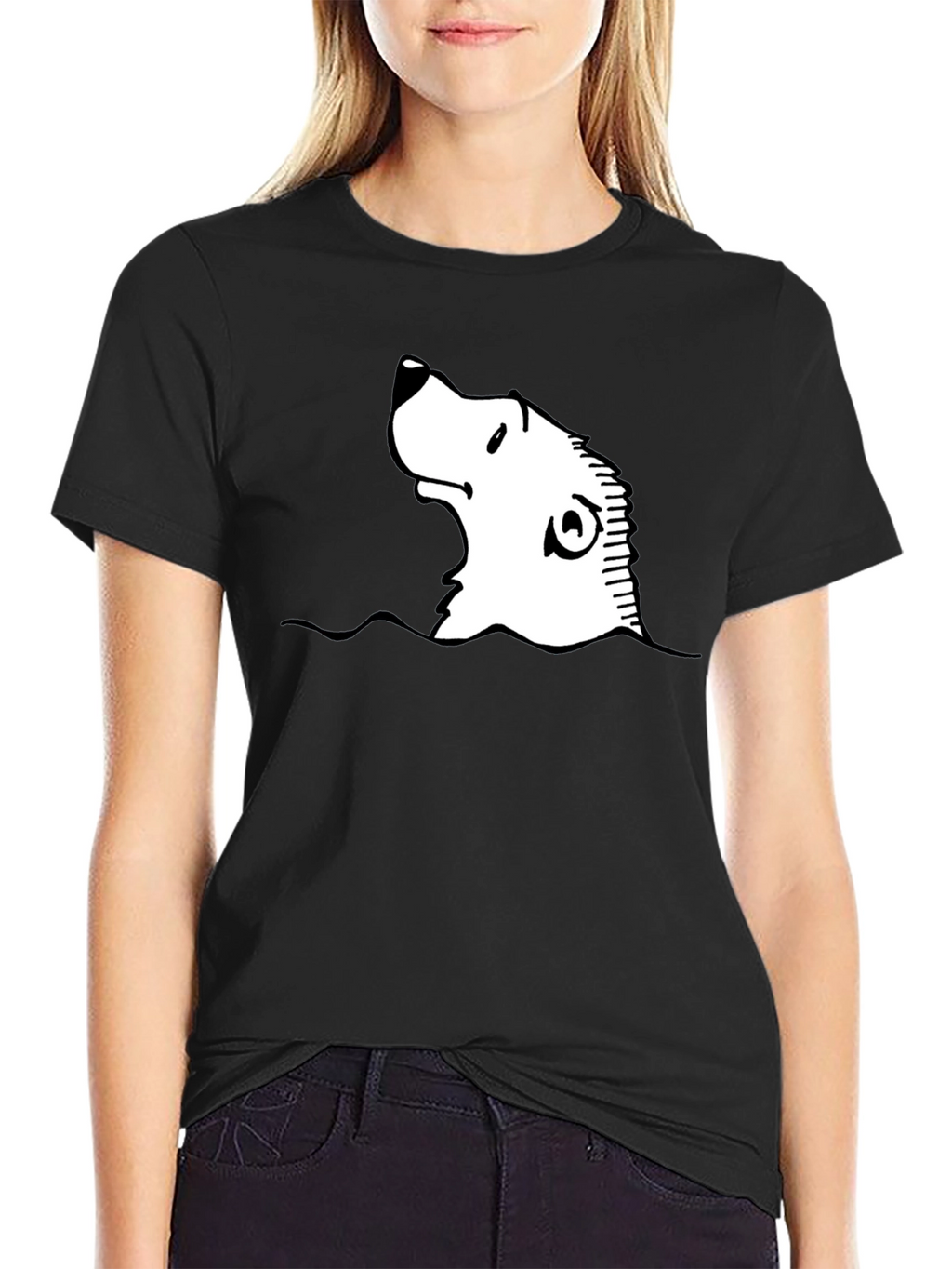 Cartoon Seal Graphic Black T-Shirt