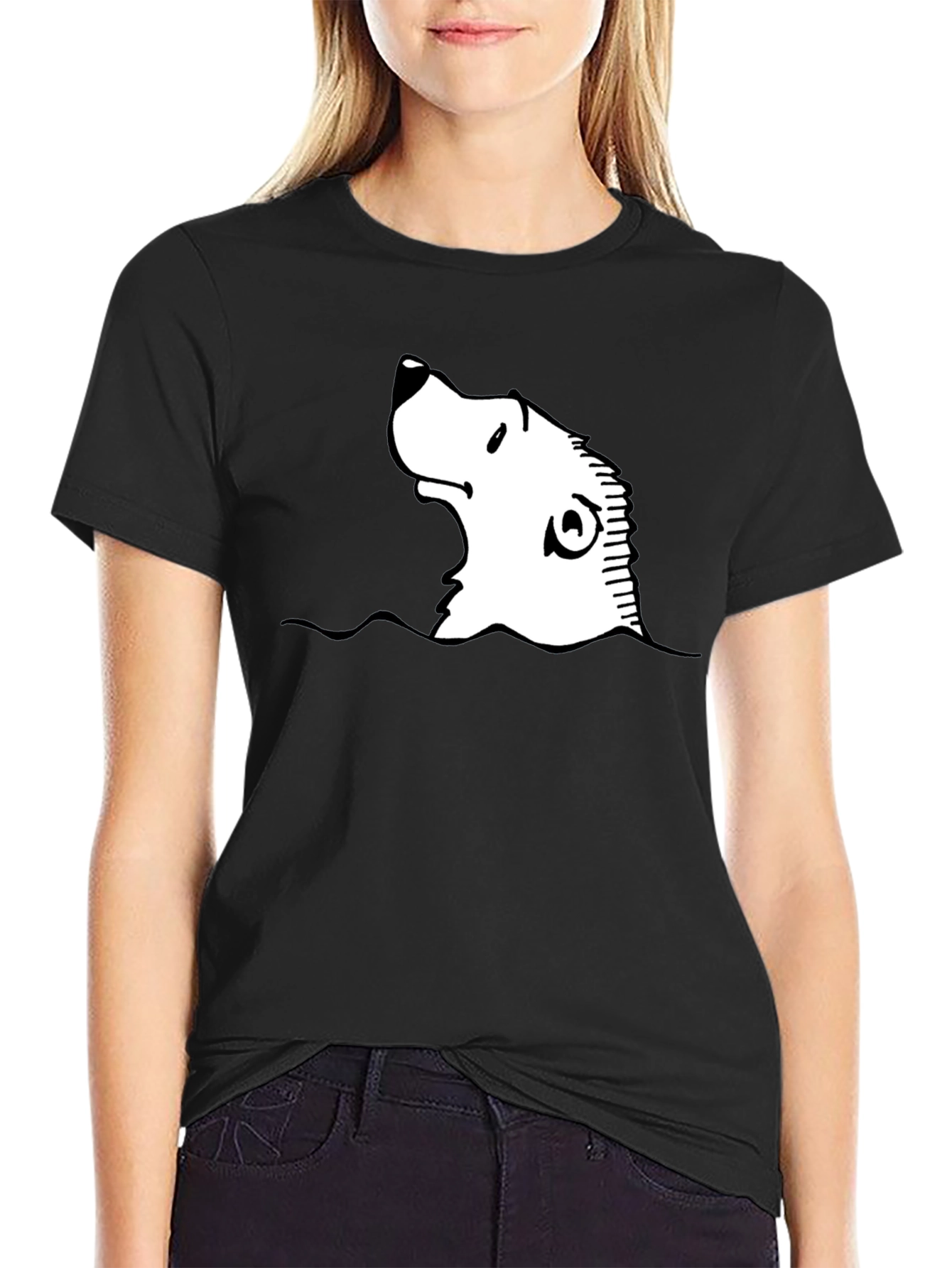 Cartoon Seal Graphic Black T-Shirt
