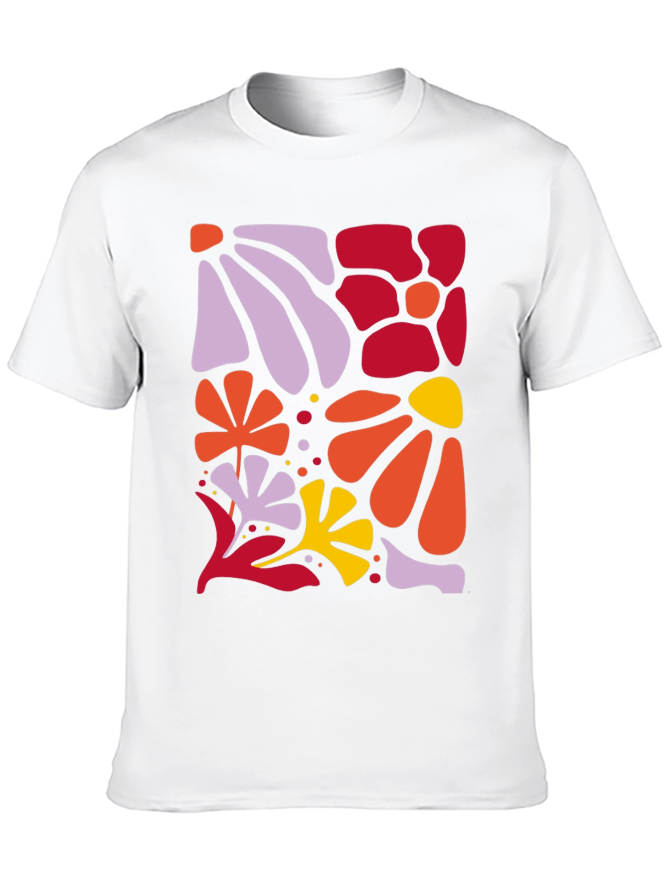 Modern Floral Print Black T-Shirt