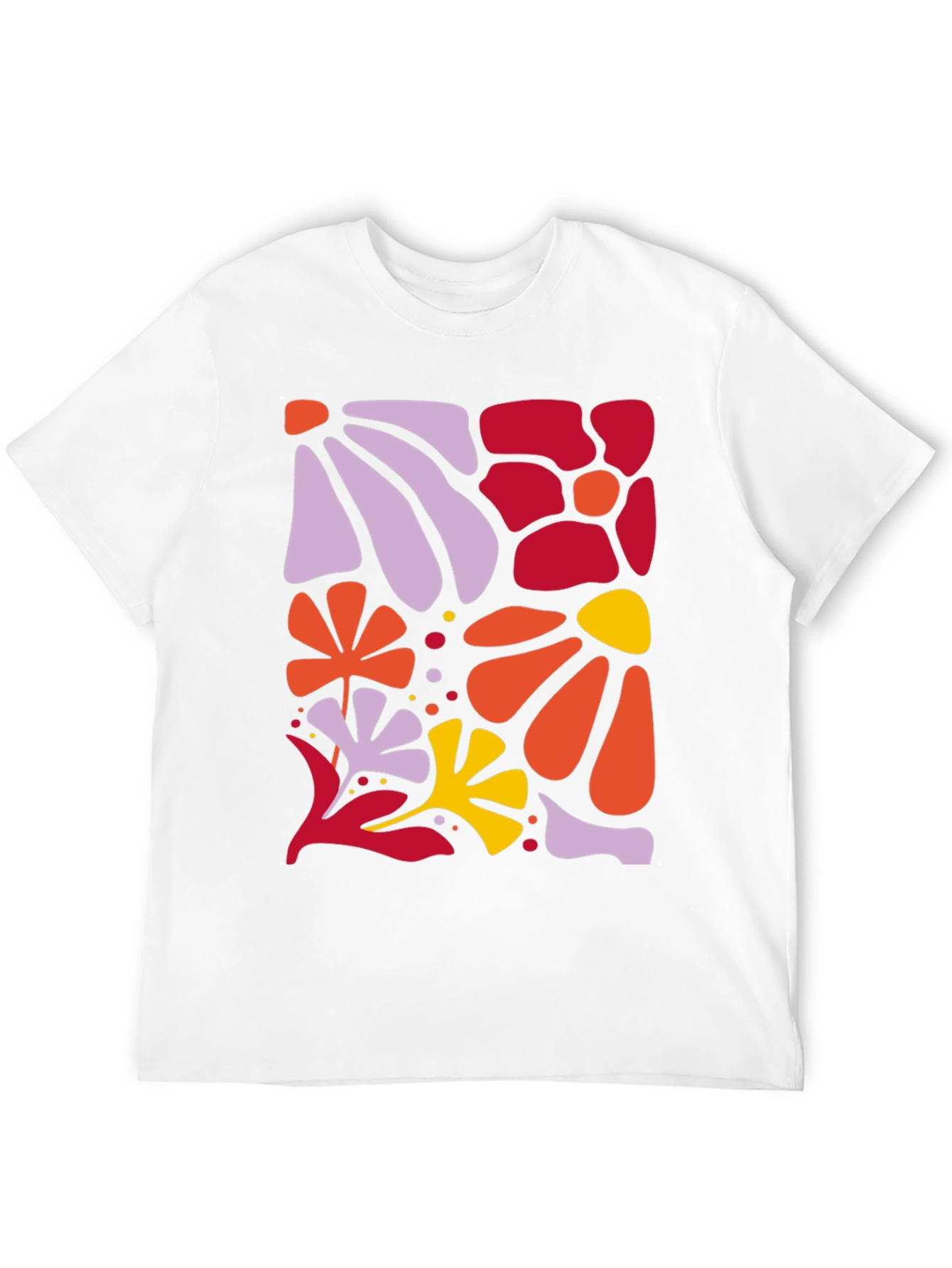 Modern Floral Print Black T-Shirt