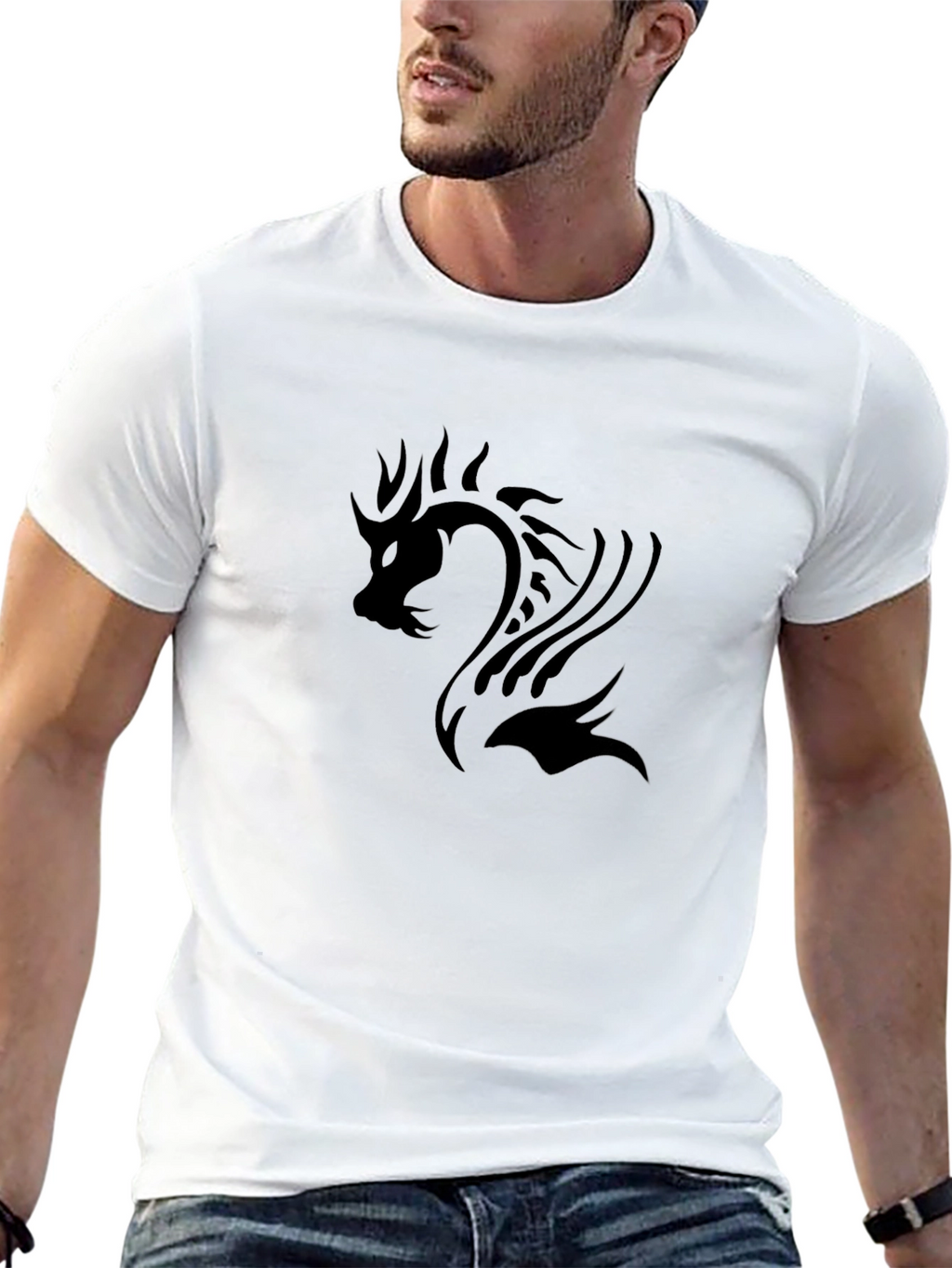 Mens Black Dragon Graphic Tee - Stylish Casual Wear