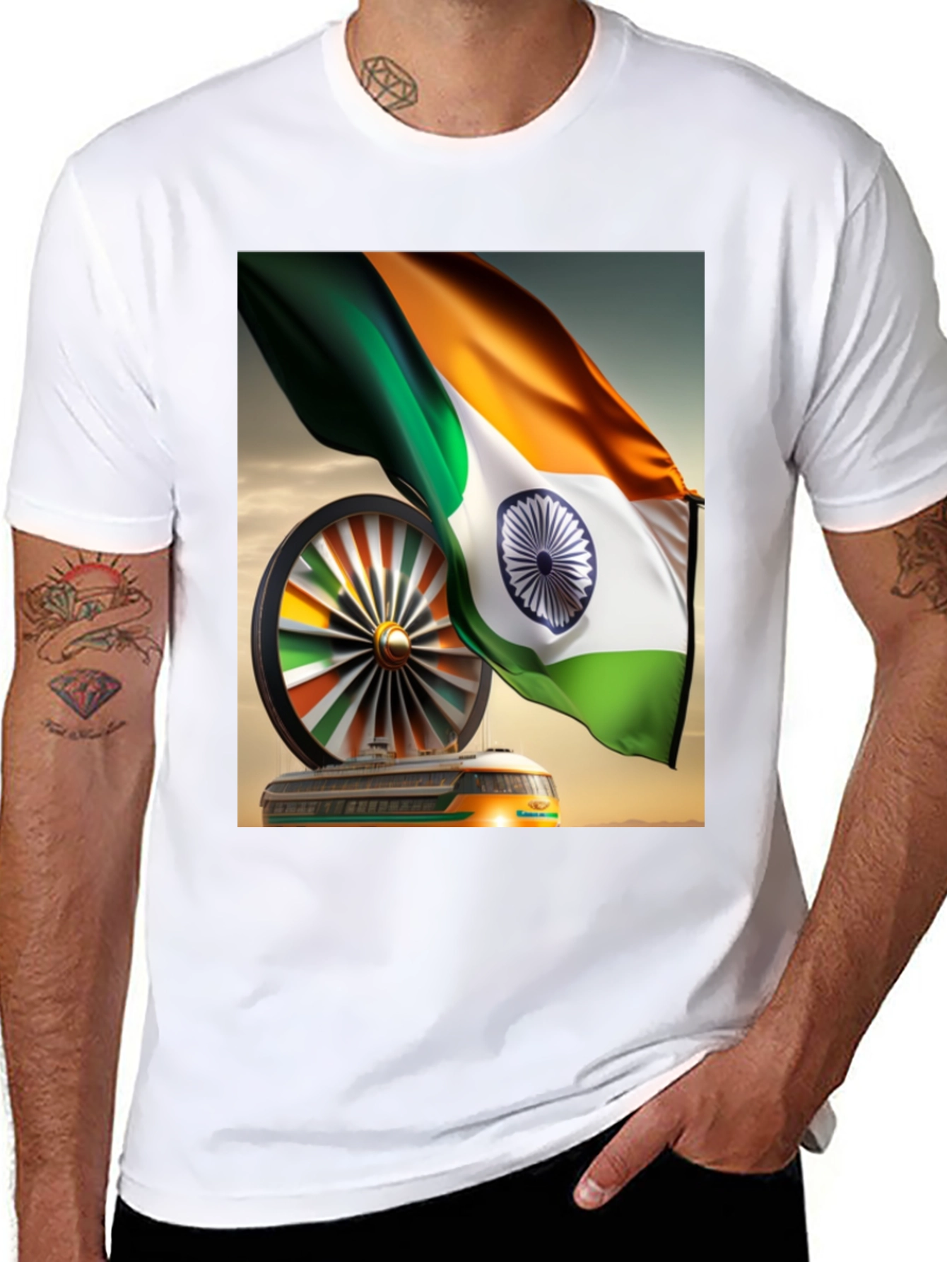 India Flag Train Graphic Tee