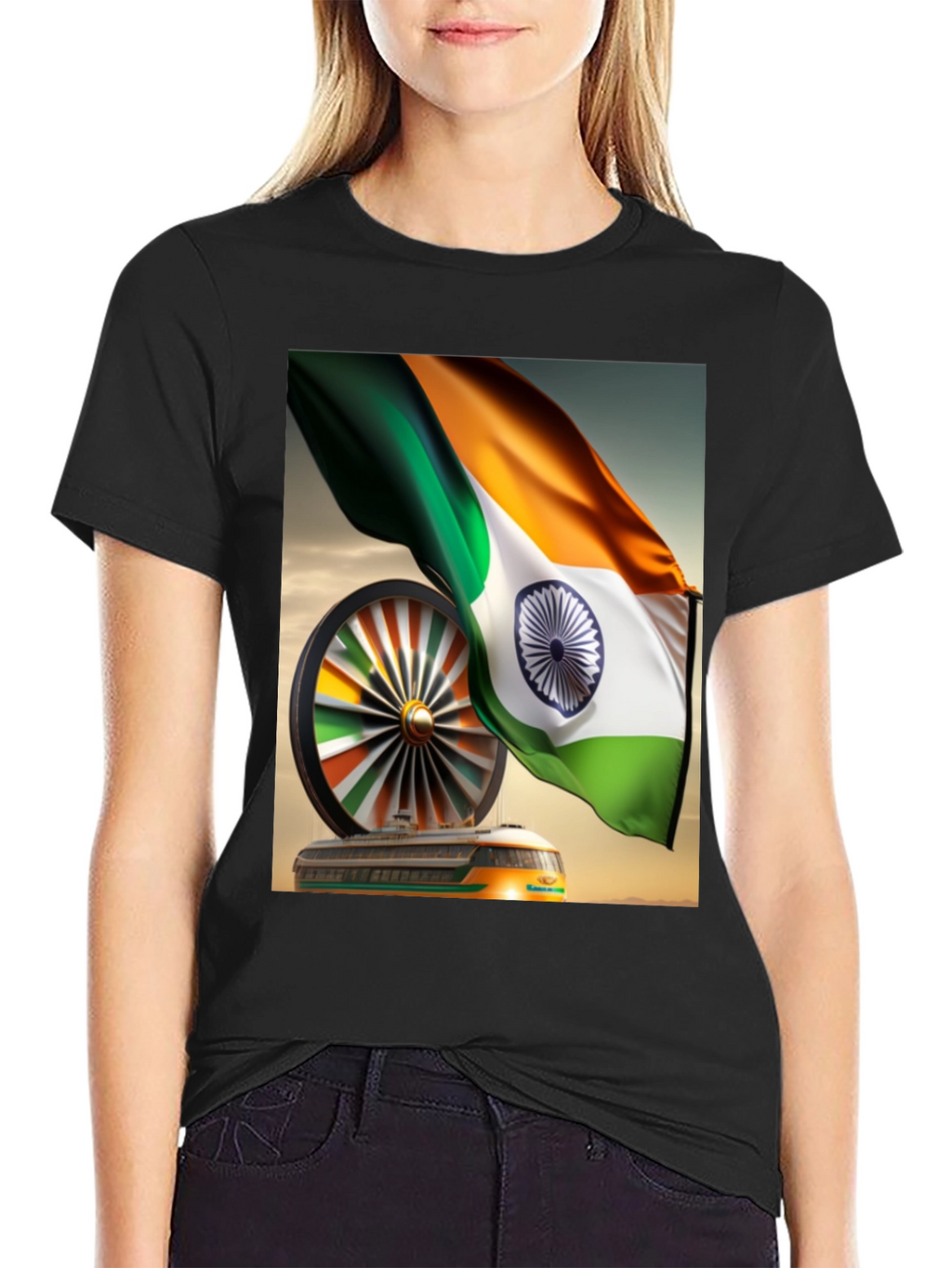 India Flag Train Graphic Tee
