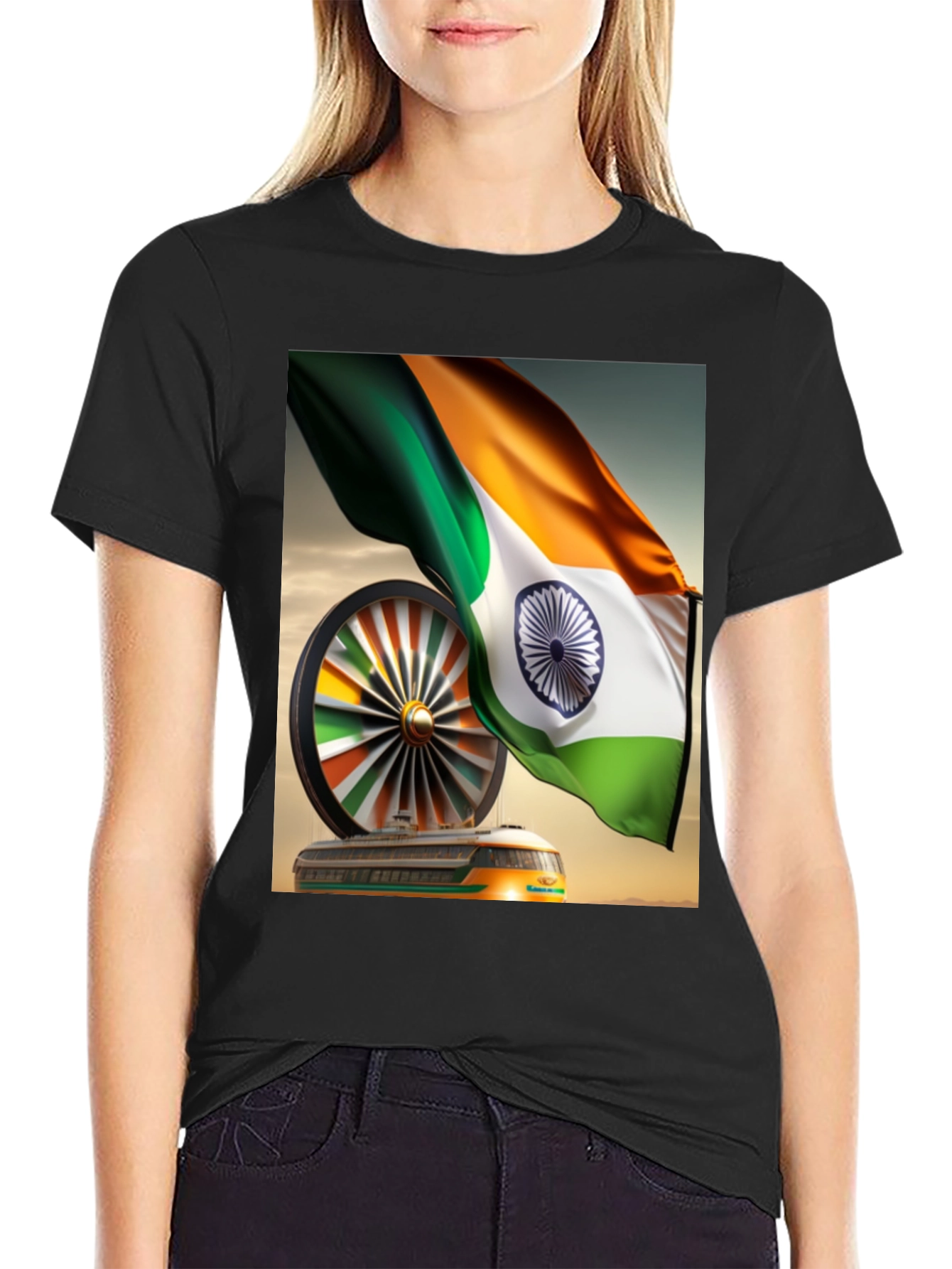 India Flag Train Graphic Tee