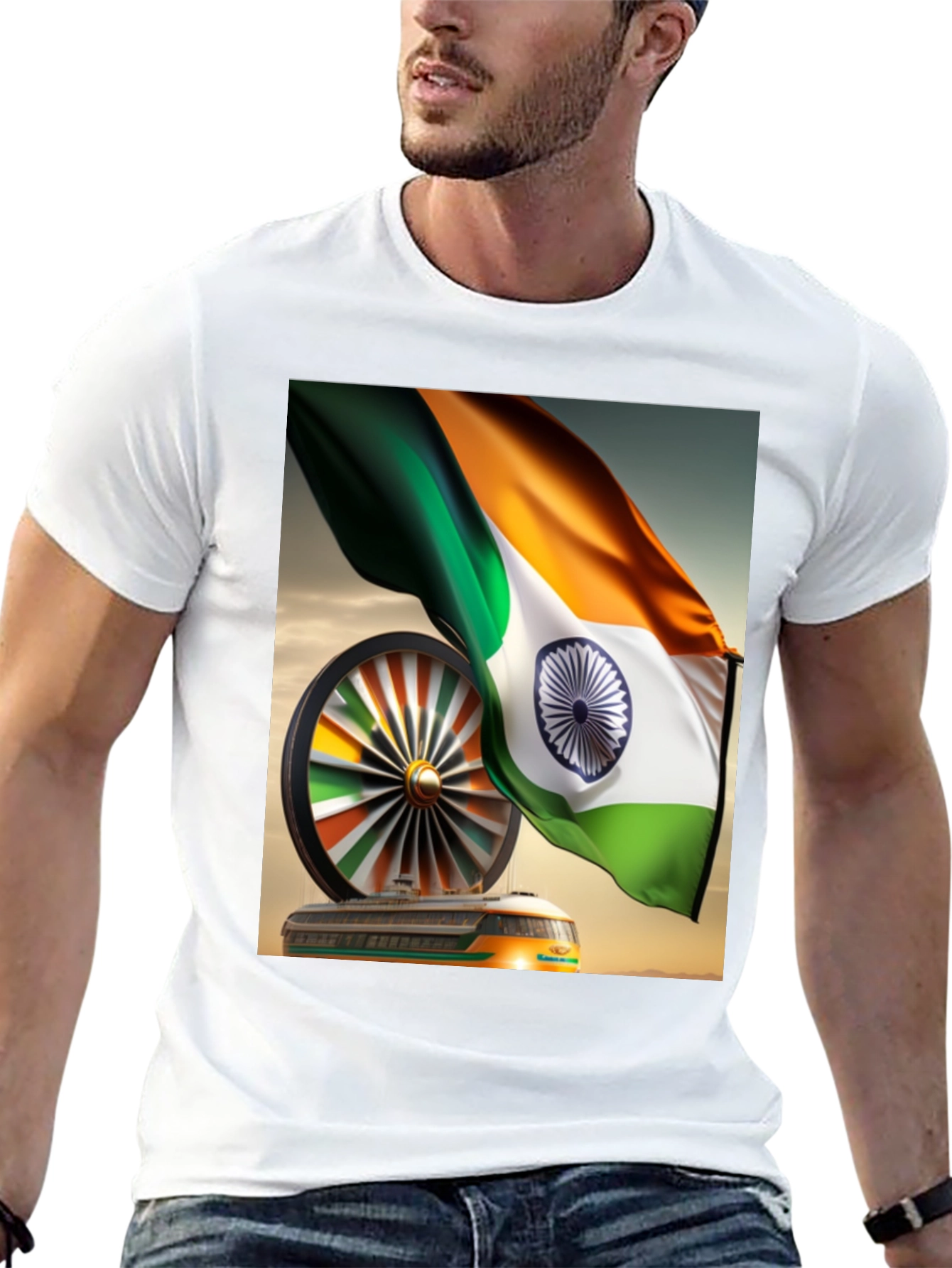 India Flag Train Graphic Tee