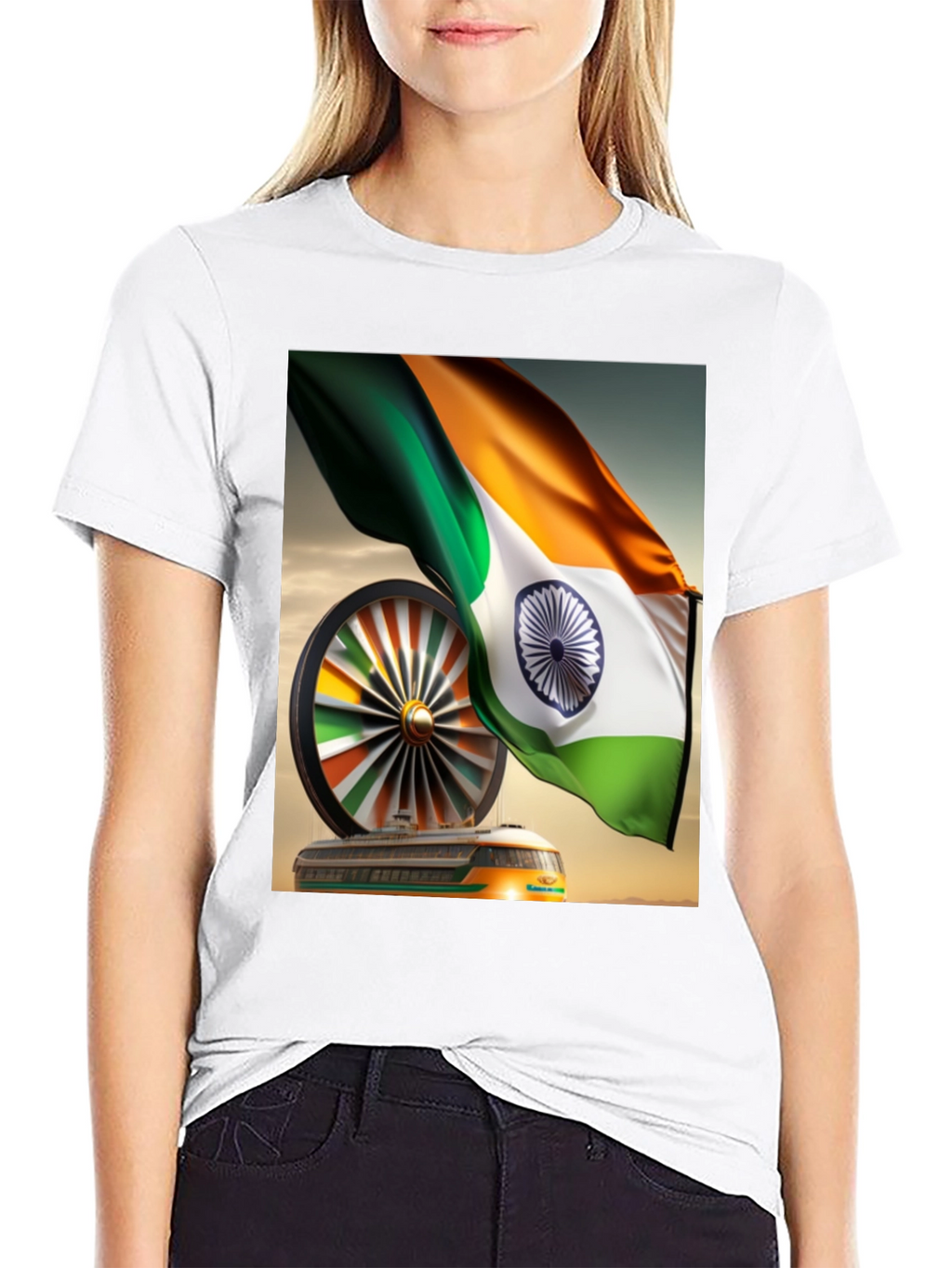 India Flag Train Graphic Tee